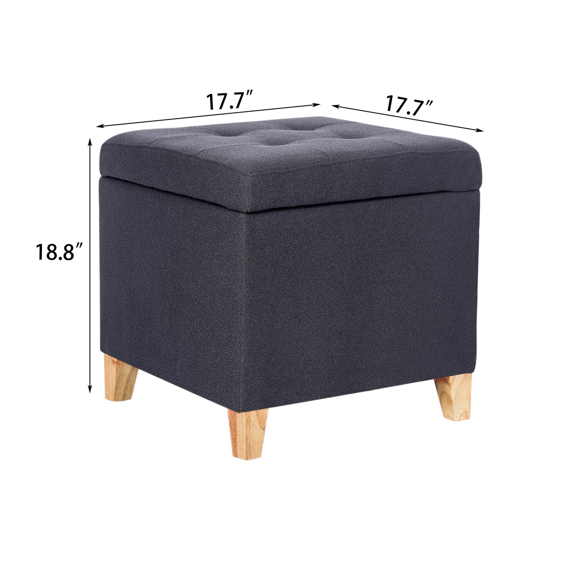 Storage Ottoman Bench with Solid Wood Legs