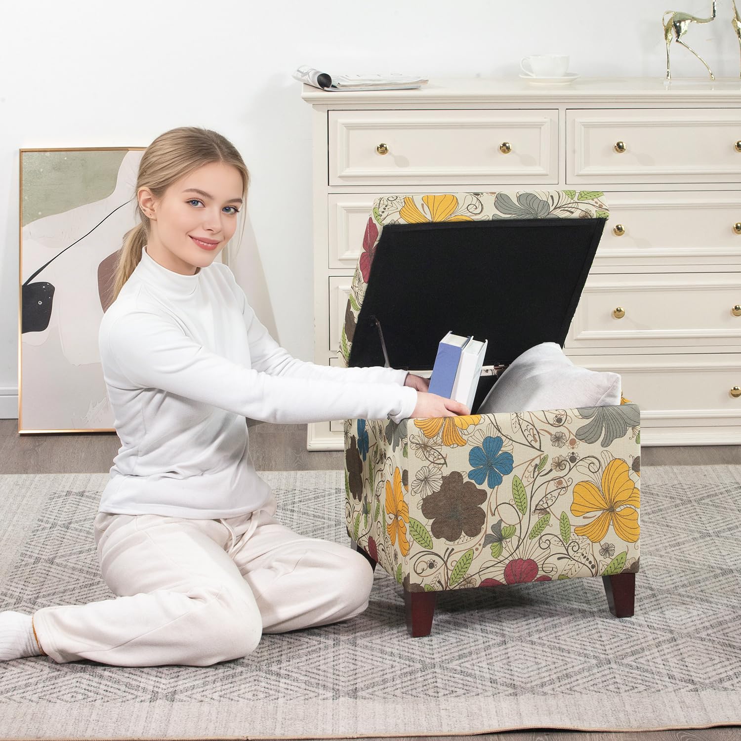 18 Inch High Cube Ottoman Storage
