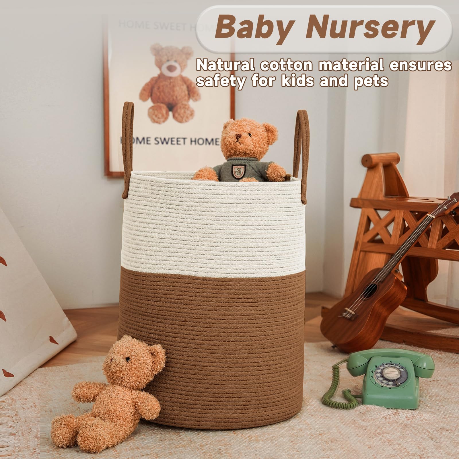 100L Cotton Rope Laundry Basket Hamper