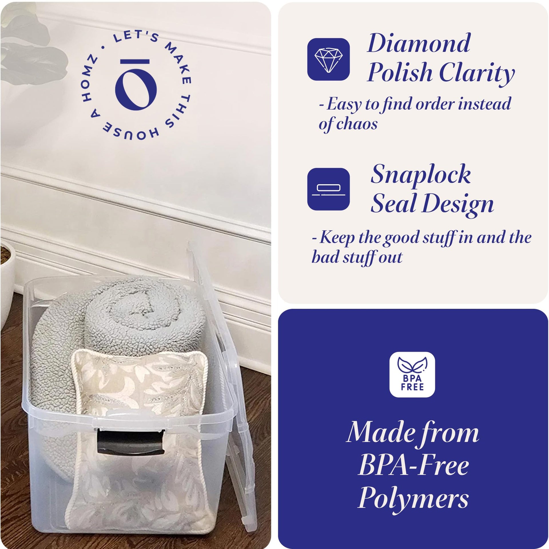 Clear Plastic Storage Bins w (2 Count)