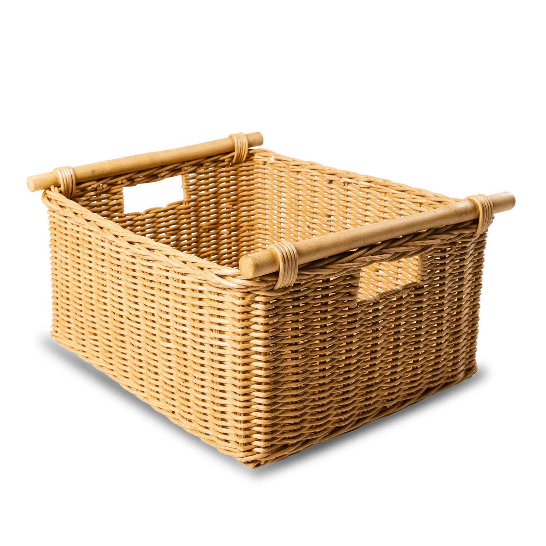 Deep Pole Handle Wicker Storage Basket