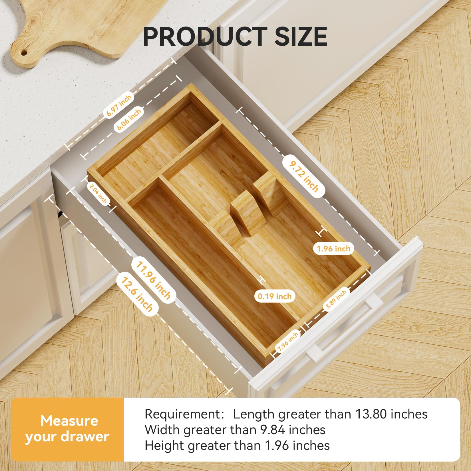 Bamboo Silverware Organizer