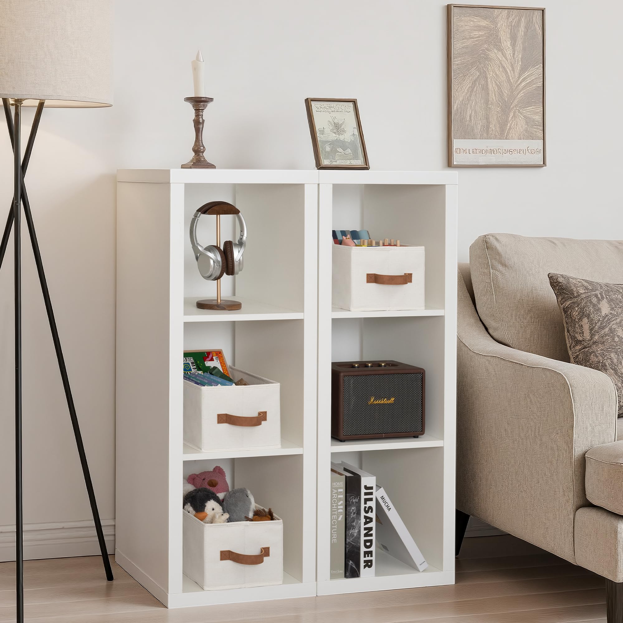 Closet Storage Bins with PU Handles (3 Count)