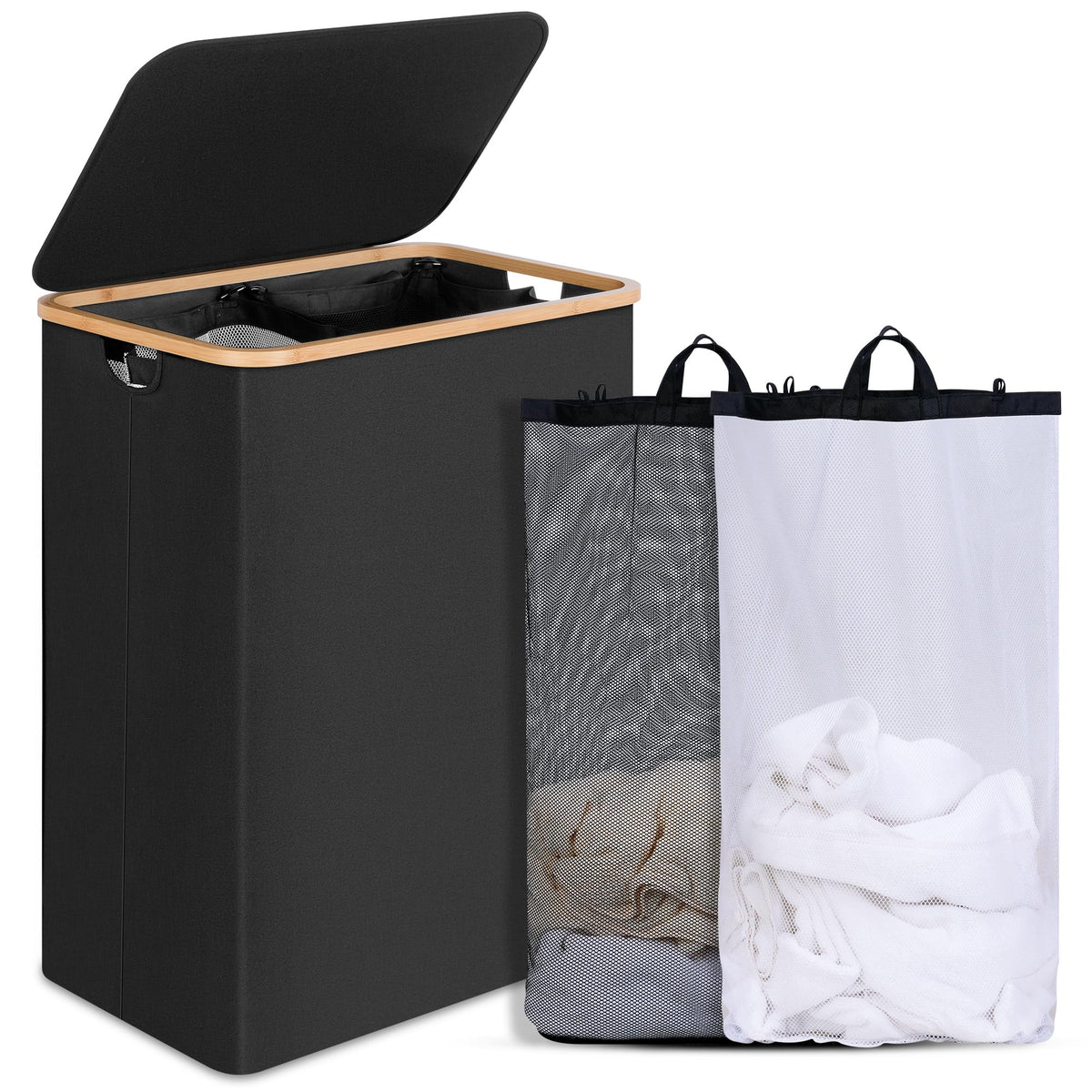 Double Laundry Hamper with Lid