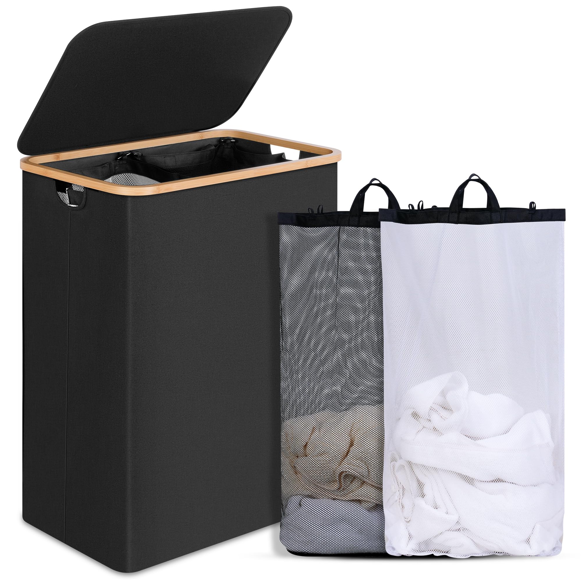 Double Laundry Hamper with Lid