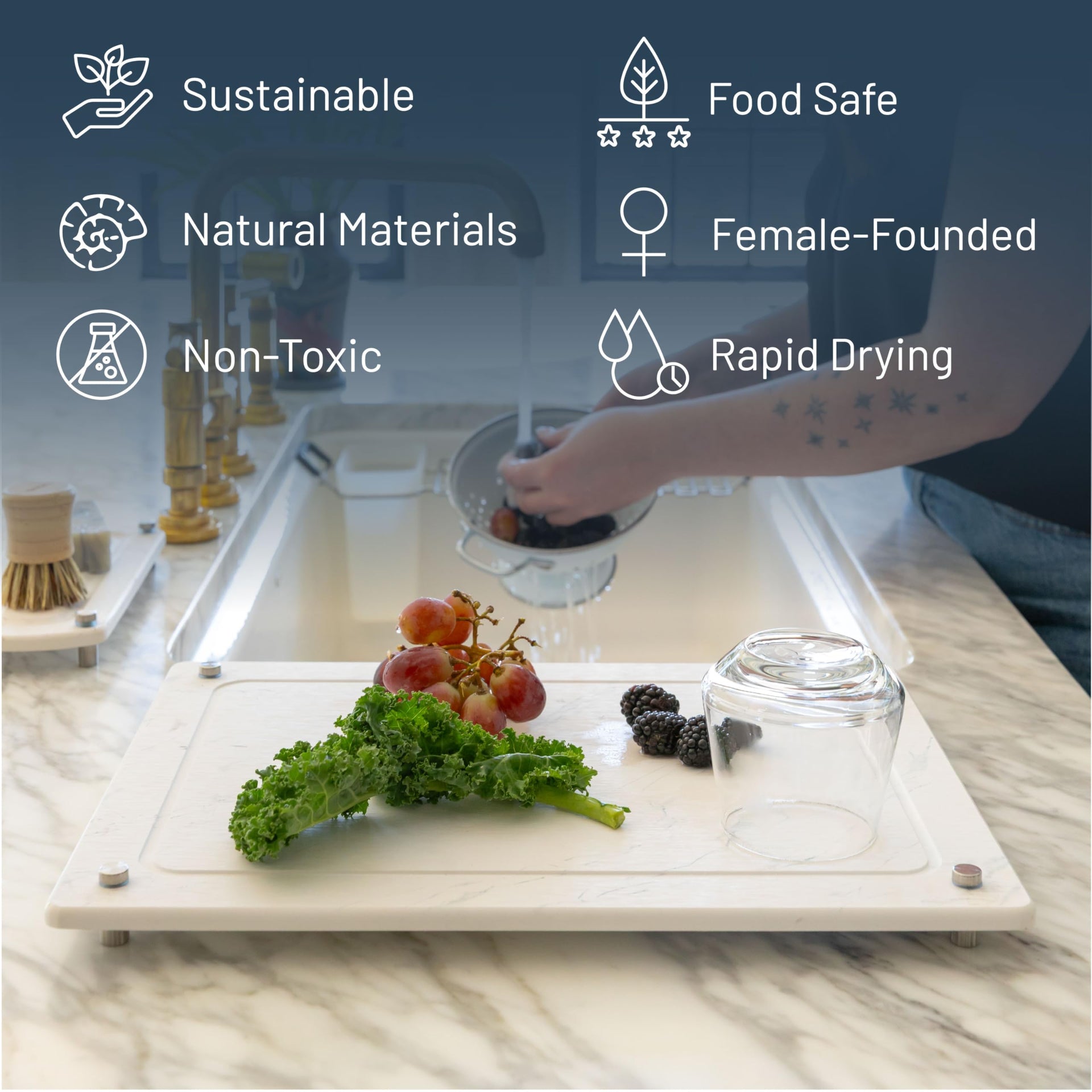 White Stone Dish Drying Mat for Kitchen Counter