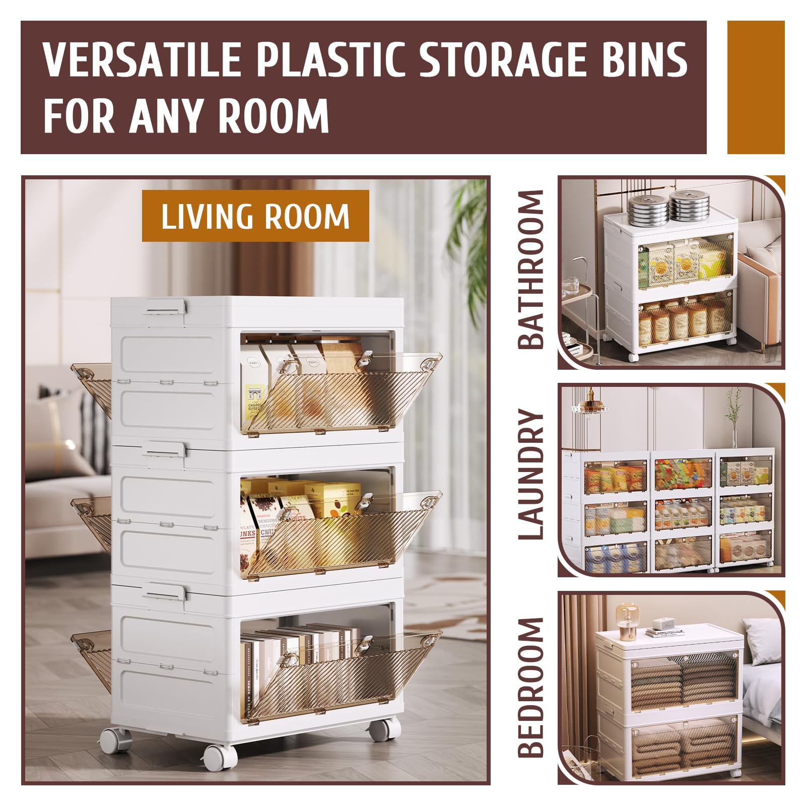 3 Tier Stackable Plastic Storage Bins