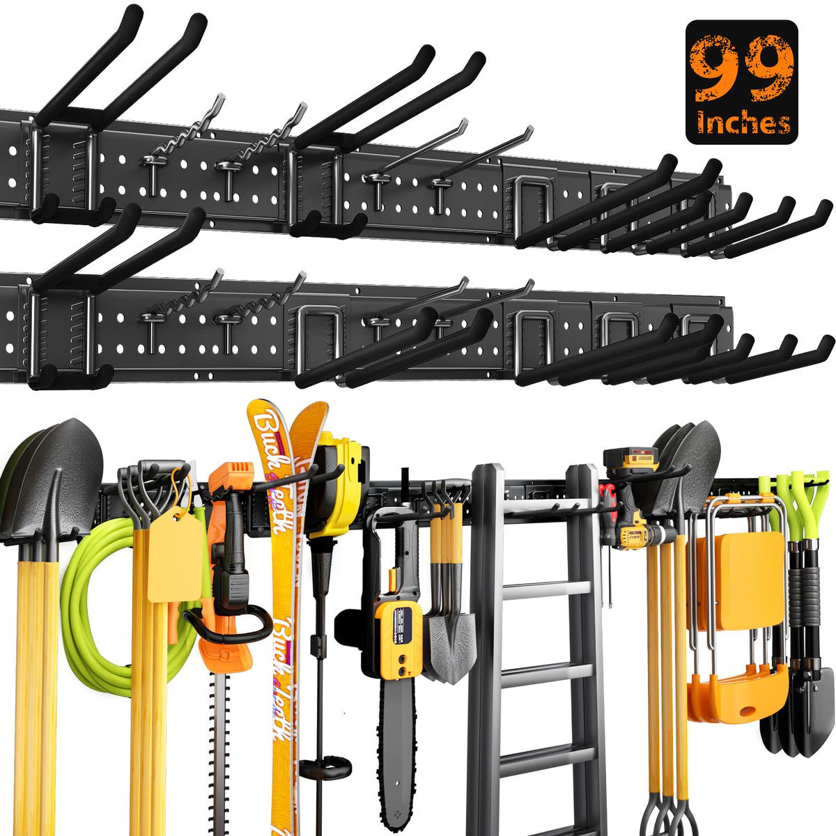 Garage Tool Organizer Wall Mount 99 inches with 18 Adjustable Heavy