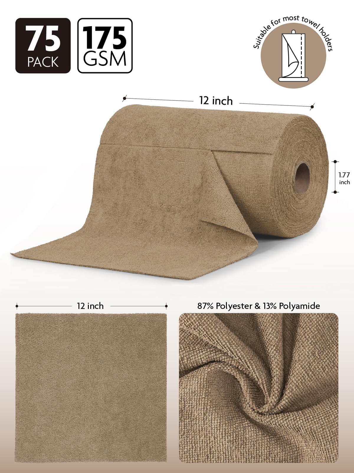 Microfiber Cleaning Cloth Roll (75 Count)