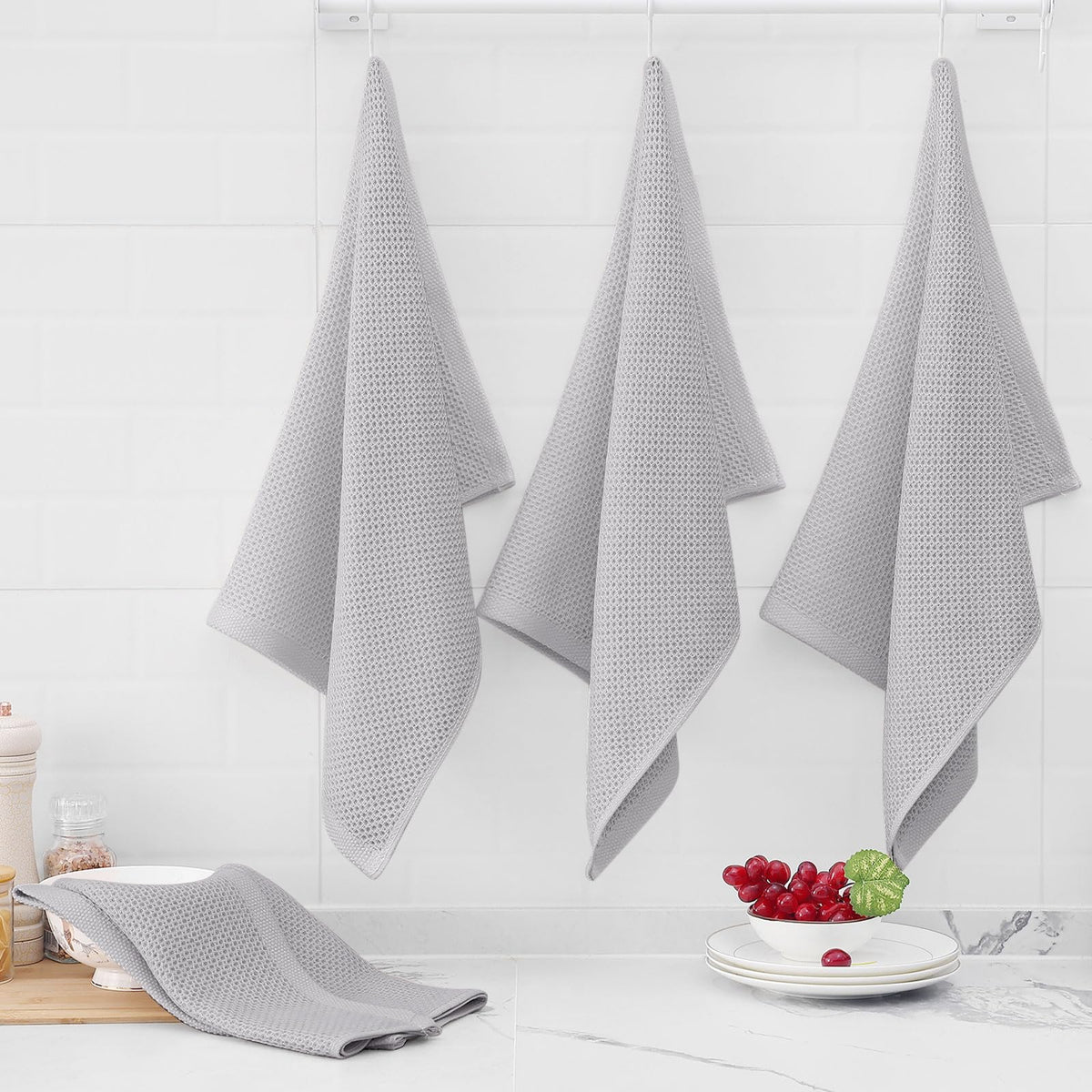 100% Cotton Oversized Waffle Weave Kitchen Towels 8 (8 Count)