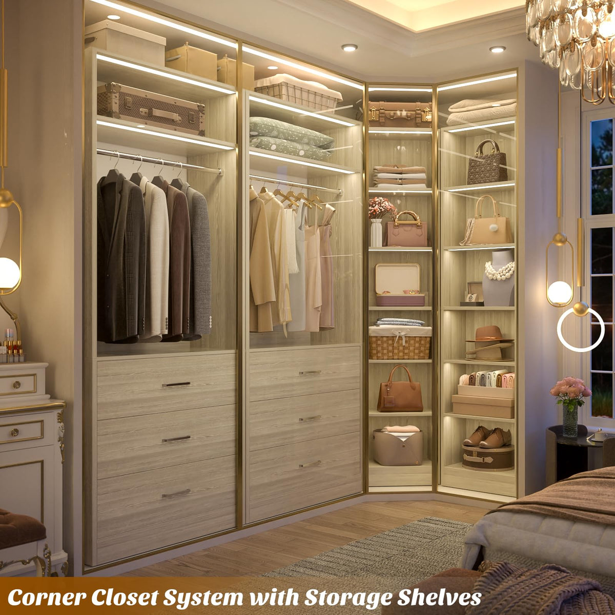 Closet System with 6 Drawers & 10 Shelves