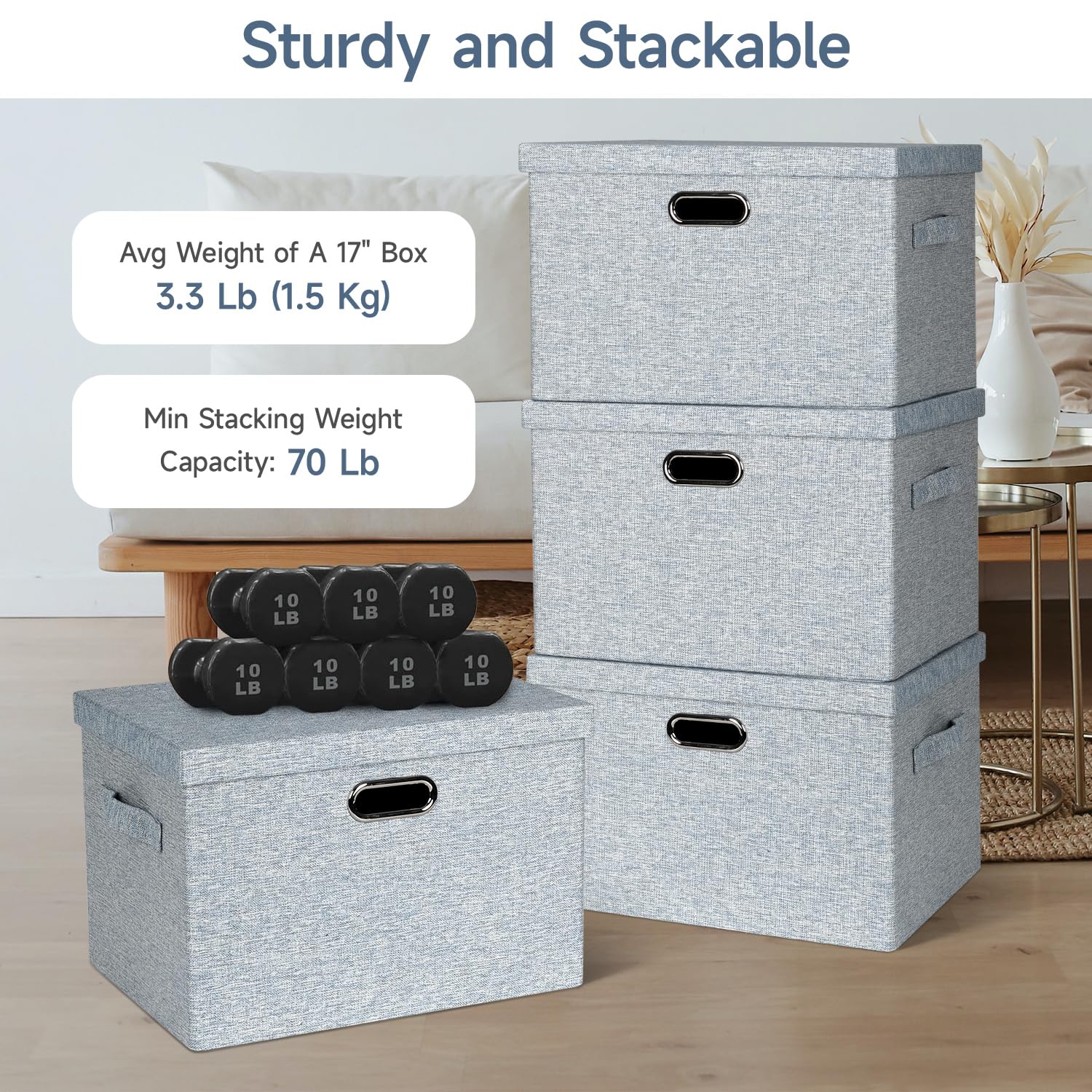 Storage Bins with Lids Fabric Closet Organizers Cubes Office Organization (3 Count)