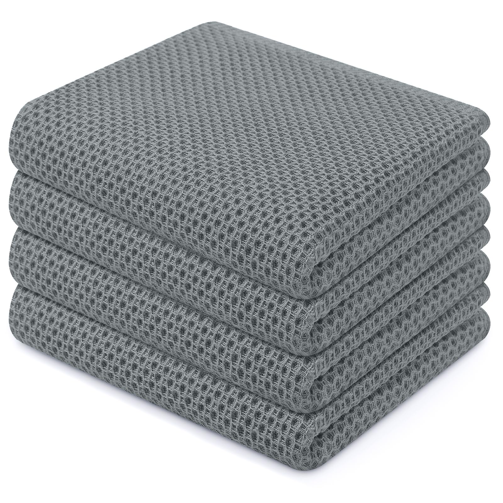 100% Cotton Waffle Weave Kitchen Dish Towels 4 (4 Count)