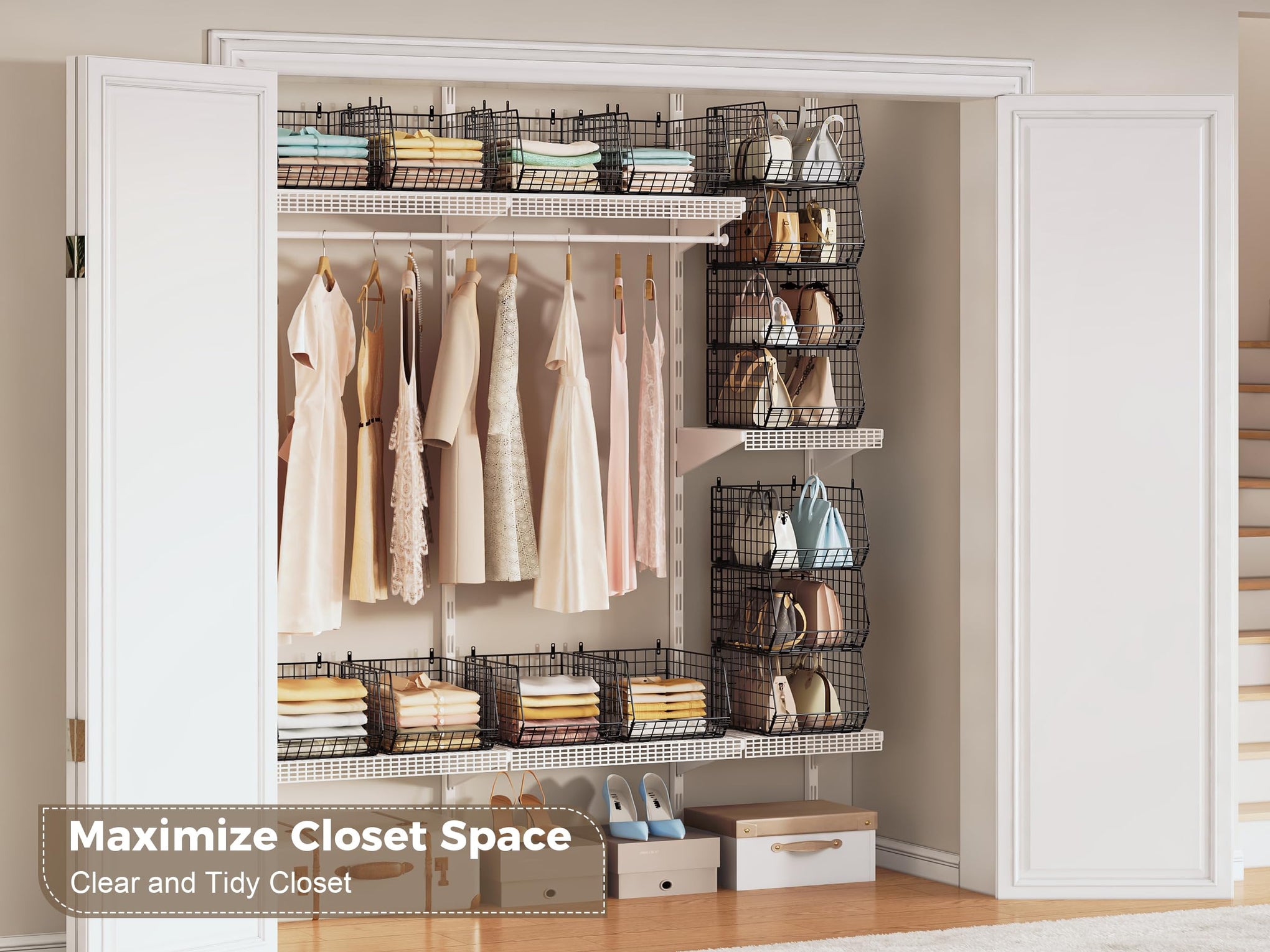 4" Extra Deeper Hanging Closet Organizers and Storage (4 Count)