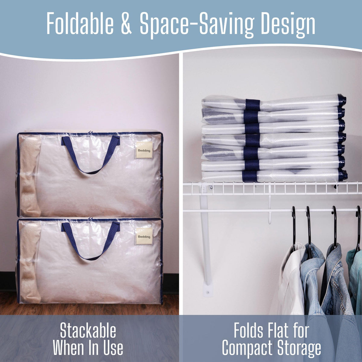 4 Pack Clear Extra Large Moving Bags & Storage Totes (4 Count)