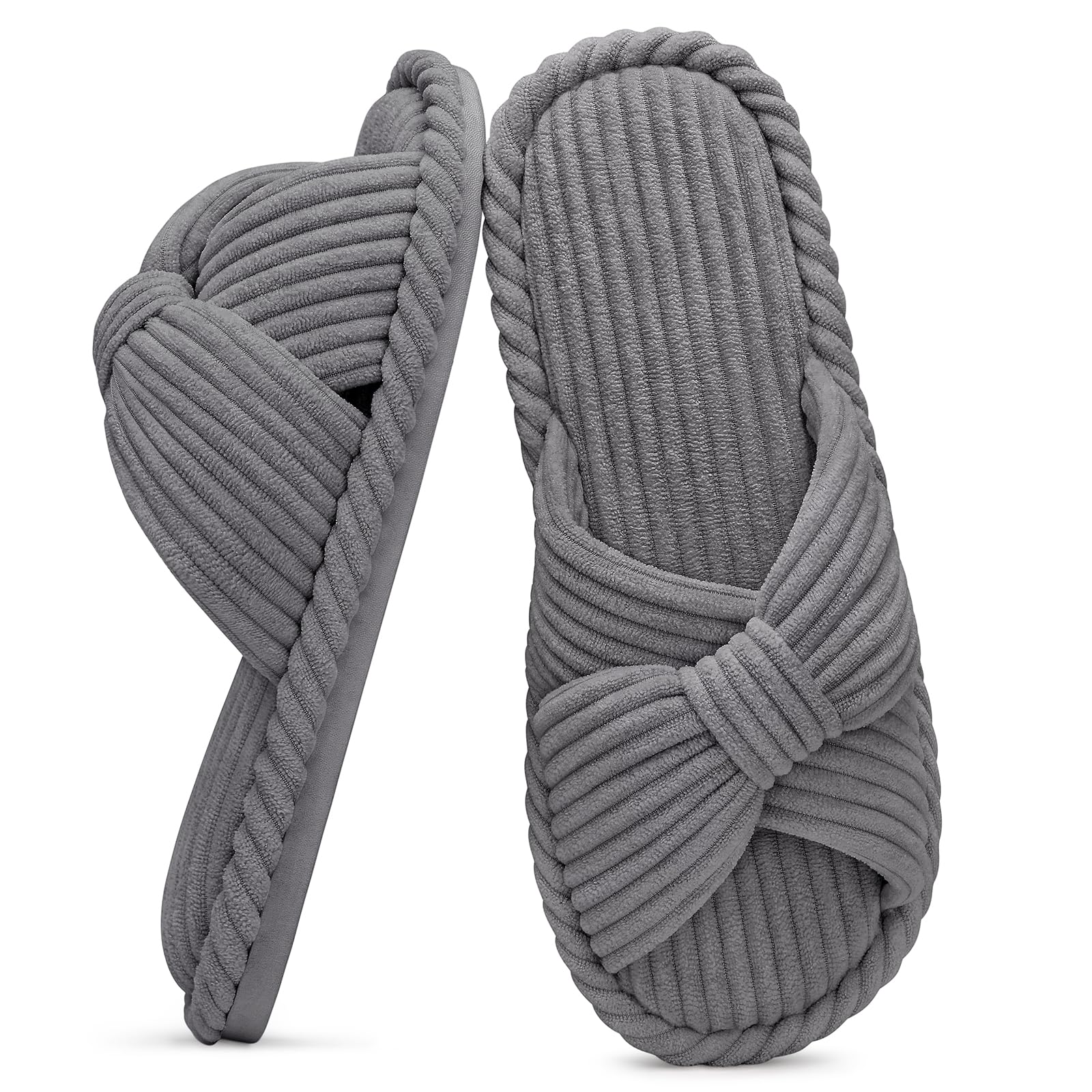 Summer House Slippers for Women Corduroy Open Toe Indoor Slippers