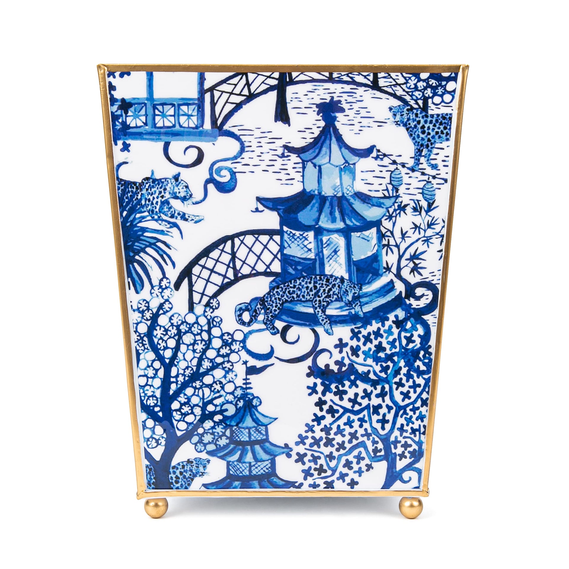Jaye’s Studio Garden Party Decorative Gold Waste Basket for Bathroom Trash Can no Lid