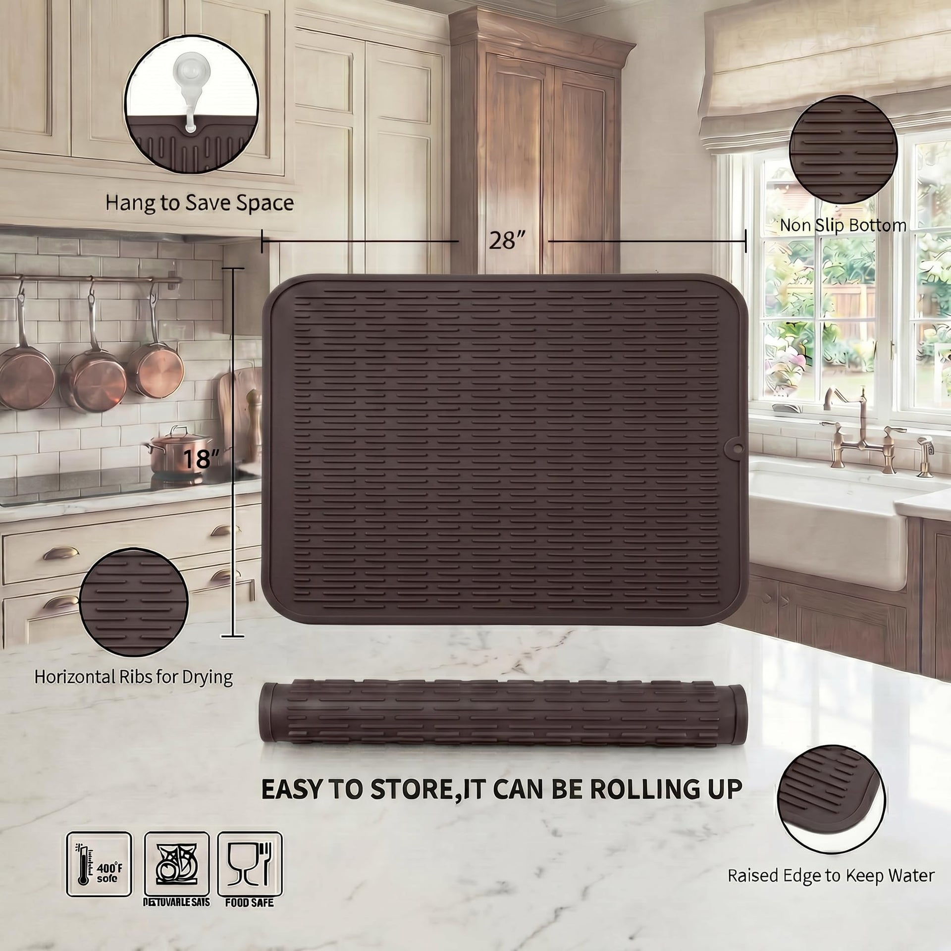 Silicone Dish Drying Mat for Multiple Usage
