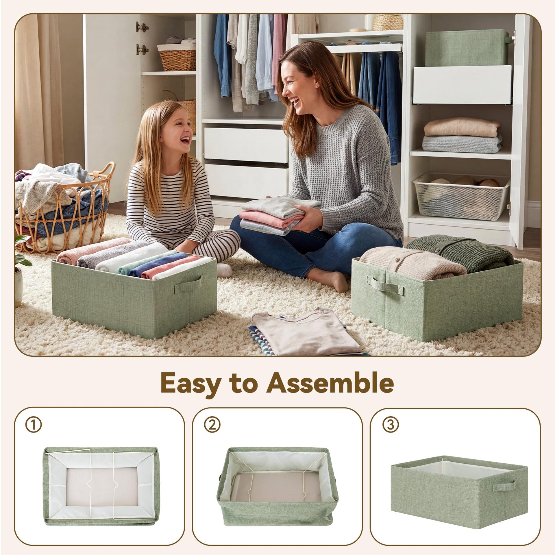 Storage Baskets with Metal Frame (2 Count)