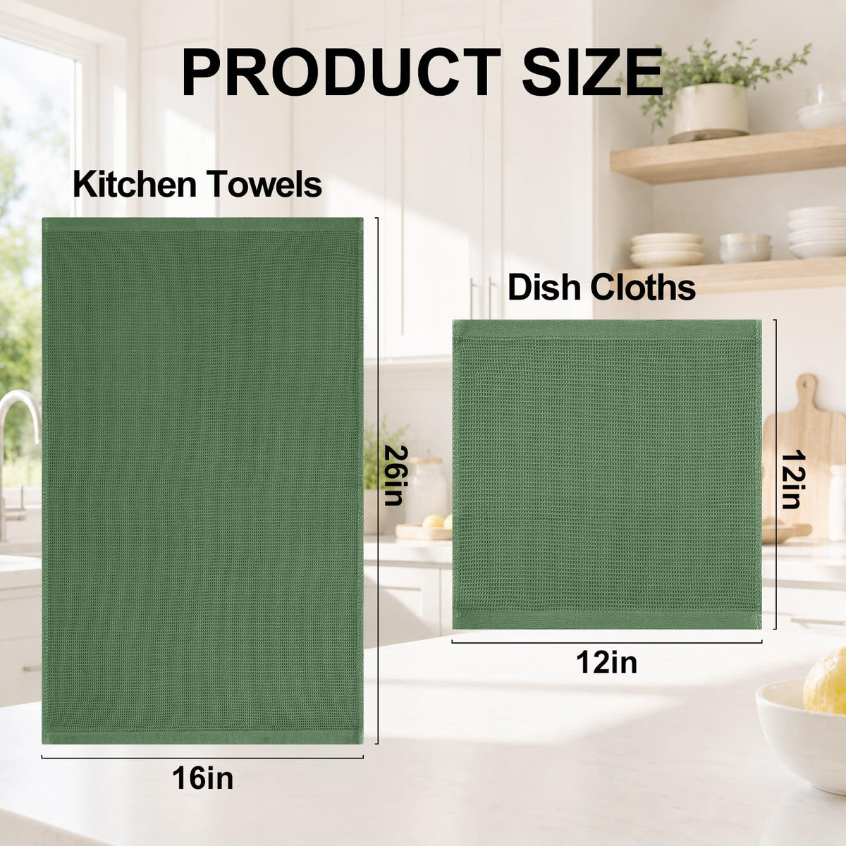 100% Cotton Kitchen Towels and Dishcloths Set (8 Count)