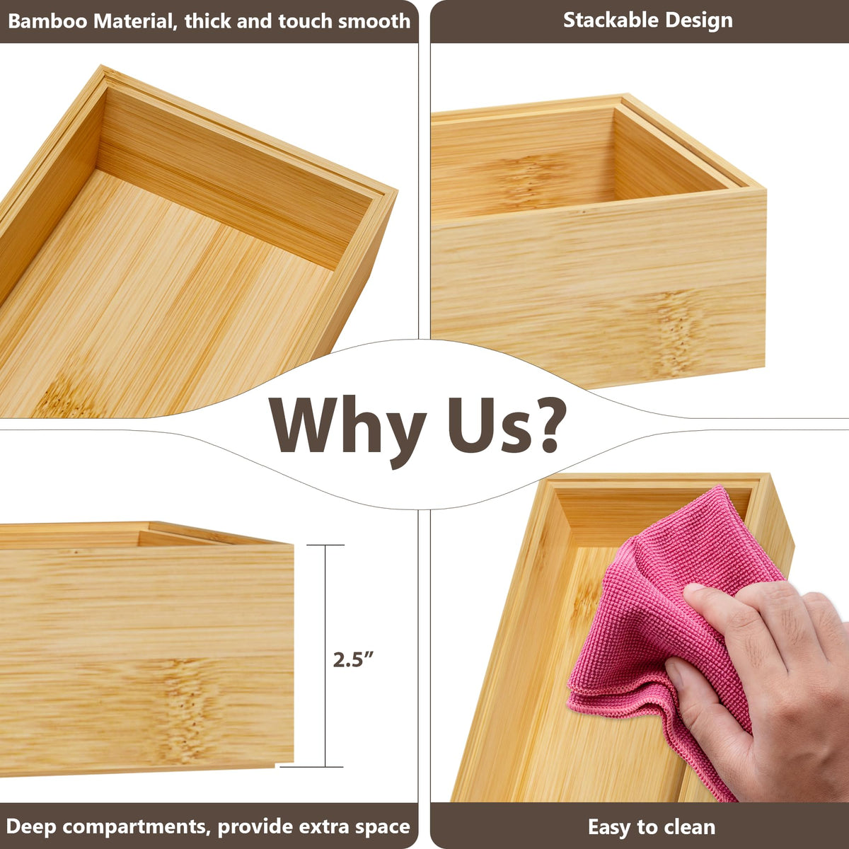 Kitchen Drawer Organizer Bins (2 Count)