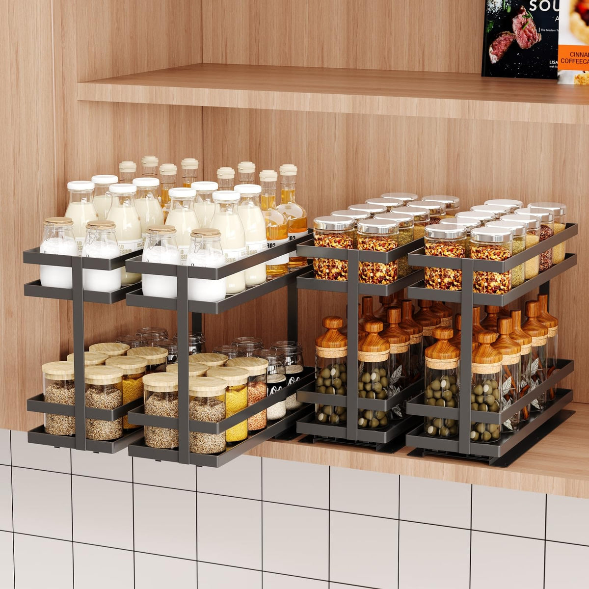 4 Pack Pull Out Spice Rack Organizer for Cabinet (4 Count)