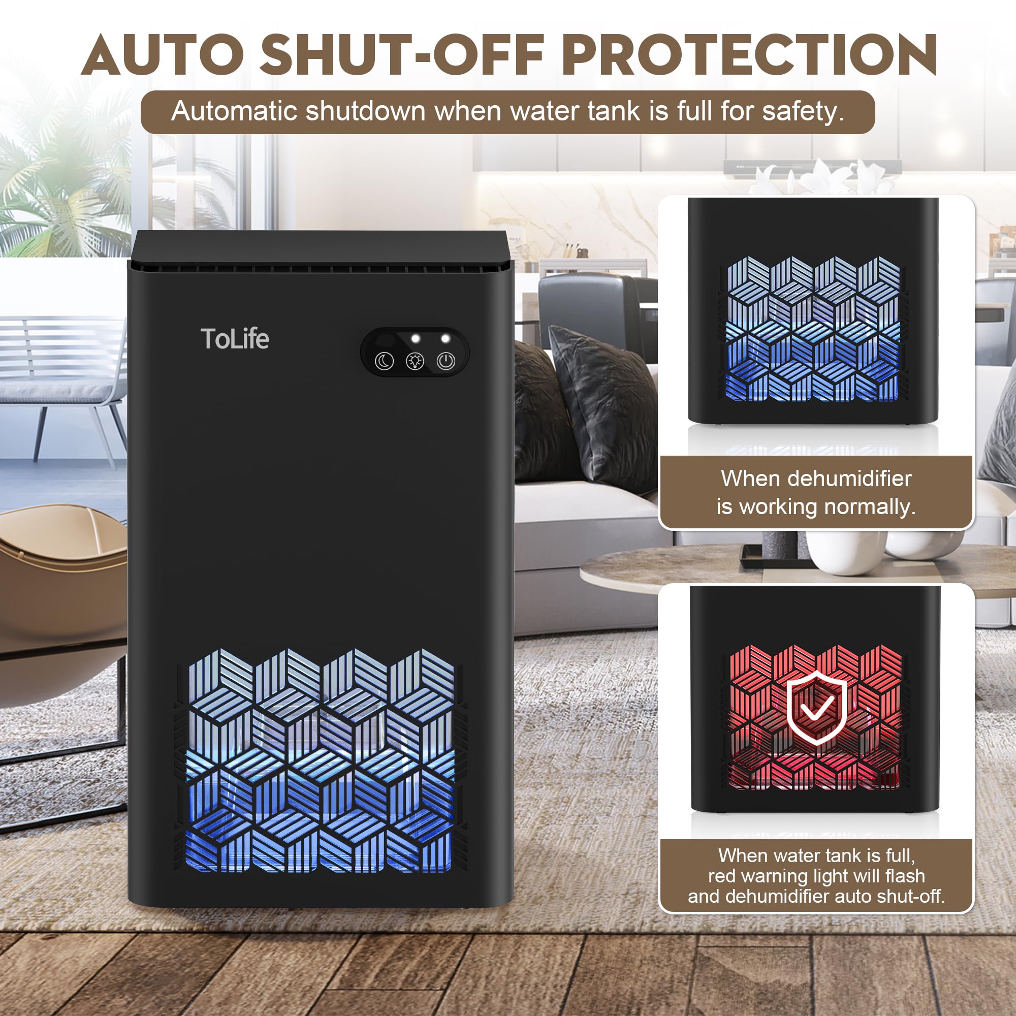 Dehumidifier 1000 Sq Ft 95 oz Tank with Sleep Mode
