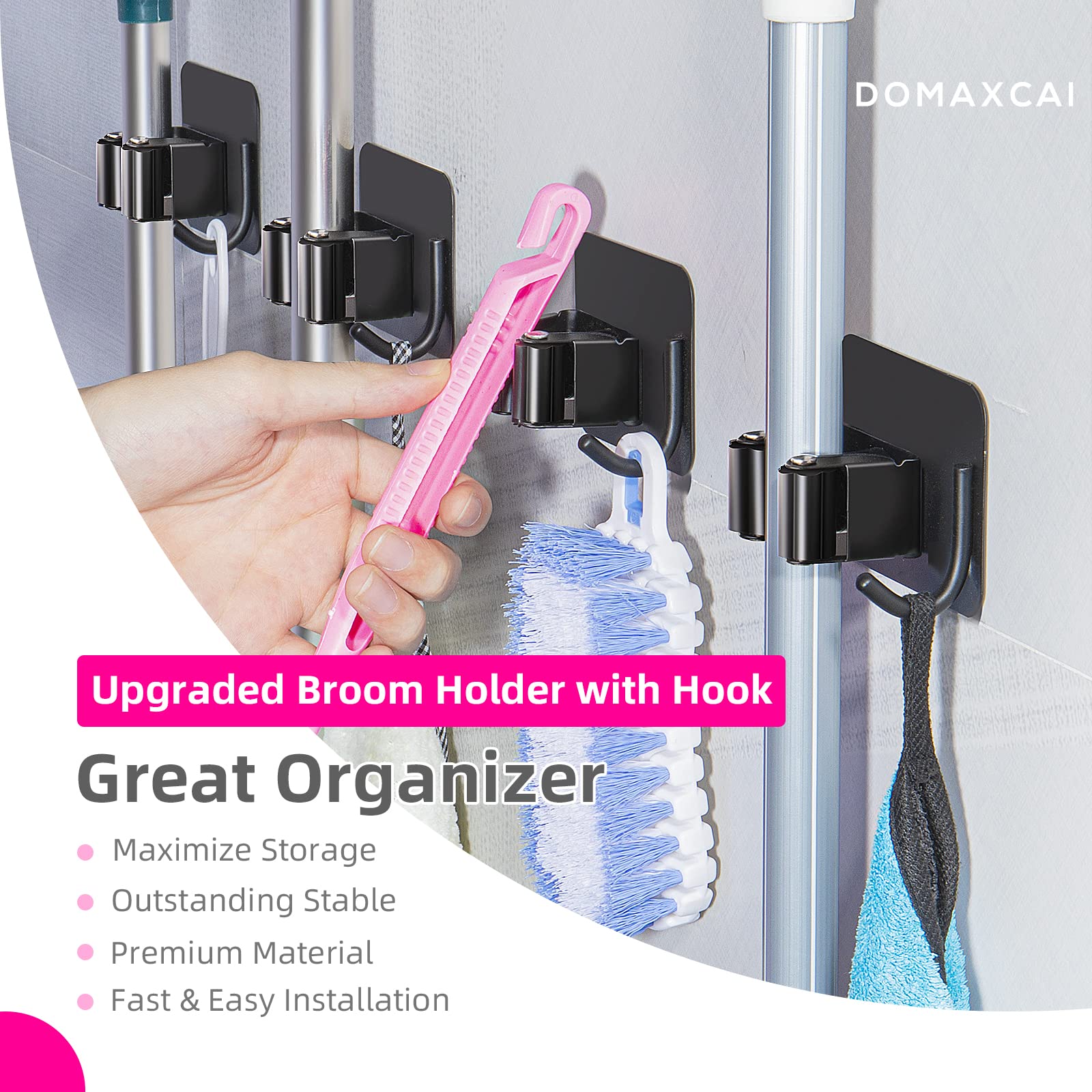 4 Pack Anti Slip Broom Holder