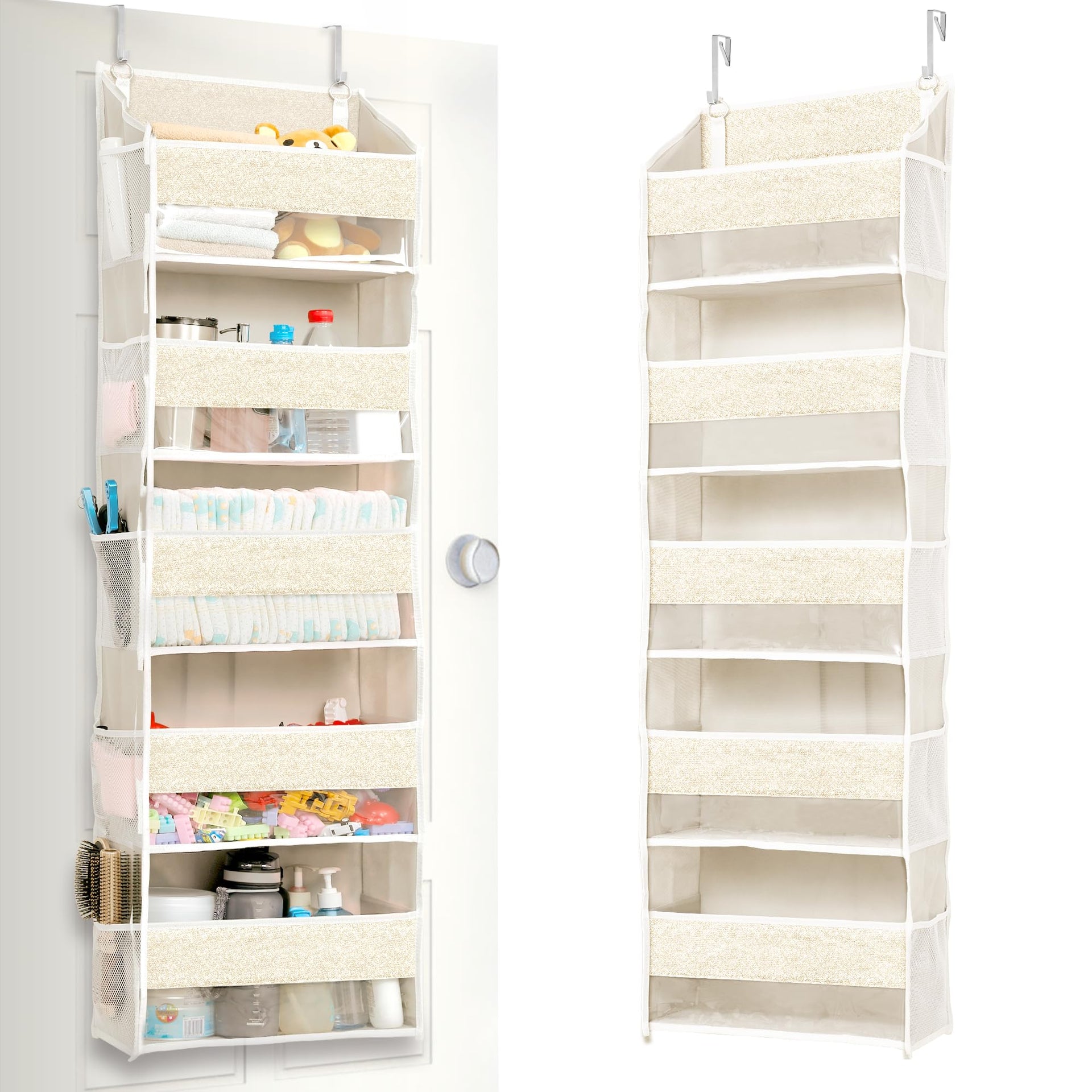 1 Pack Over Door Organizer with 5 Large Pockets 10 Mesh Side Pockets