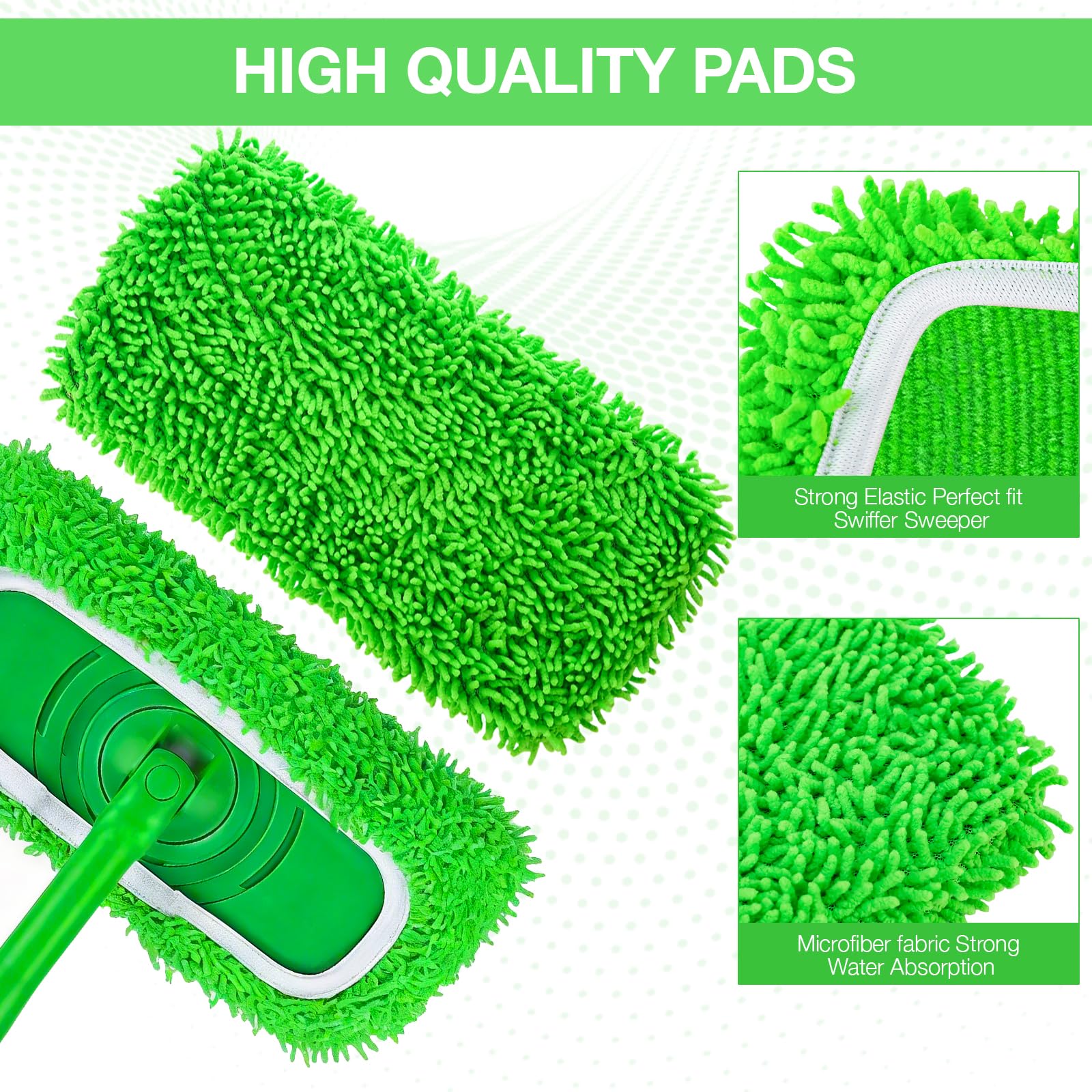 Mop Pads for Swiffer Sweeper Reusable Microfiber 5PCS Dry Wet Replacement Mop Pad Refills Sweeping Mopping Cloths for Floor Cleaning (5 Count)