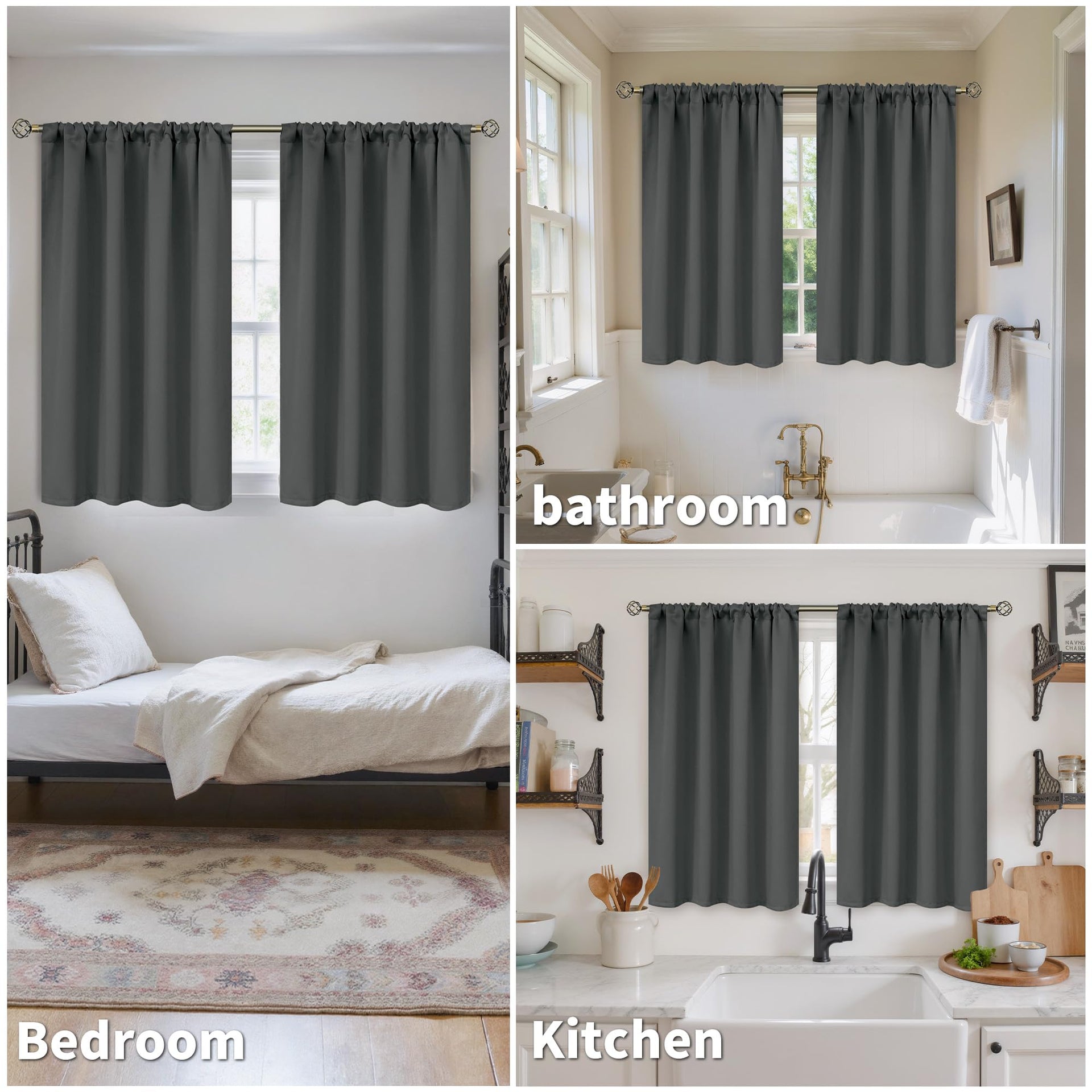 Dark Grey Blackout Curtains 45 Inch