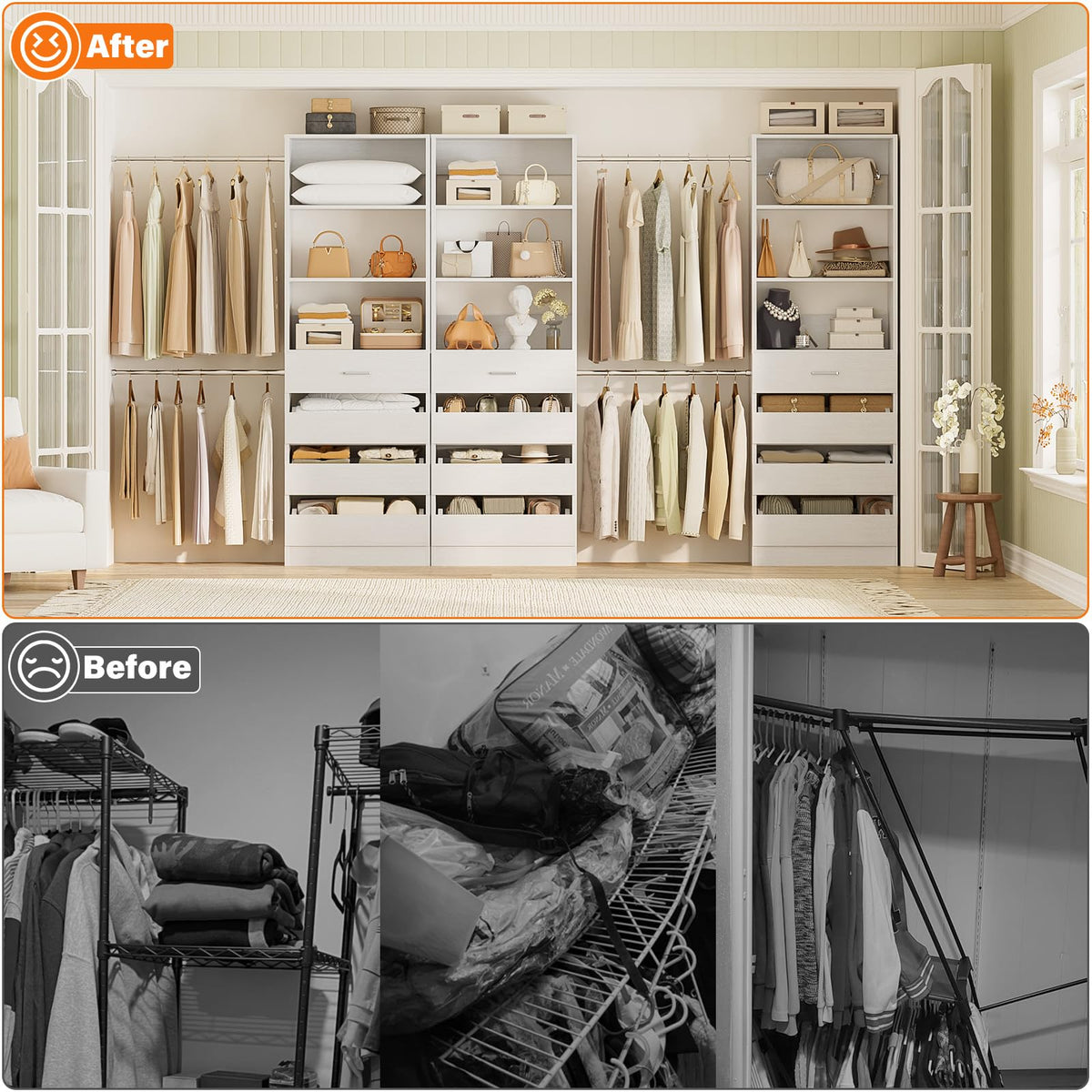 Closet System with 12 Drawers