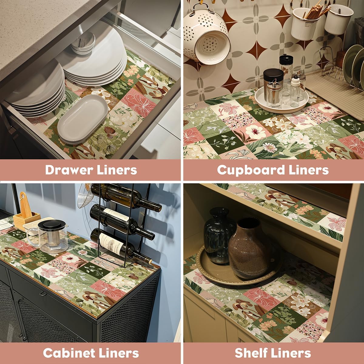 Shelf Liners for Cabinet Dresser Floral Drawer Liner 12In x 10FT