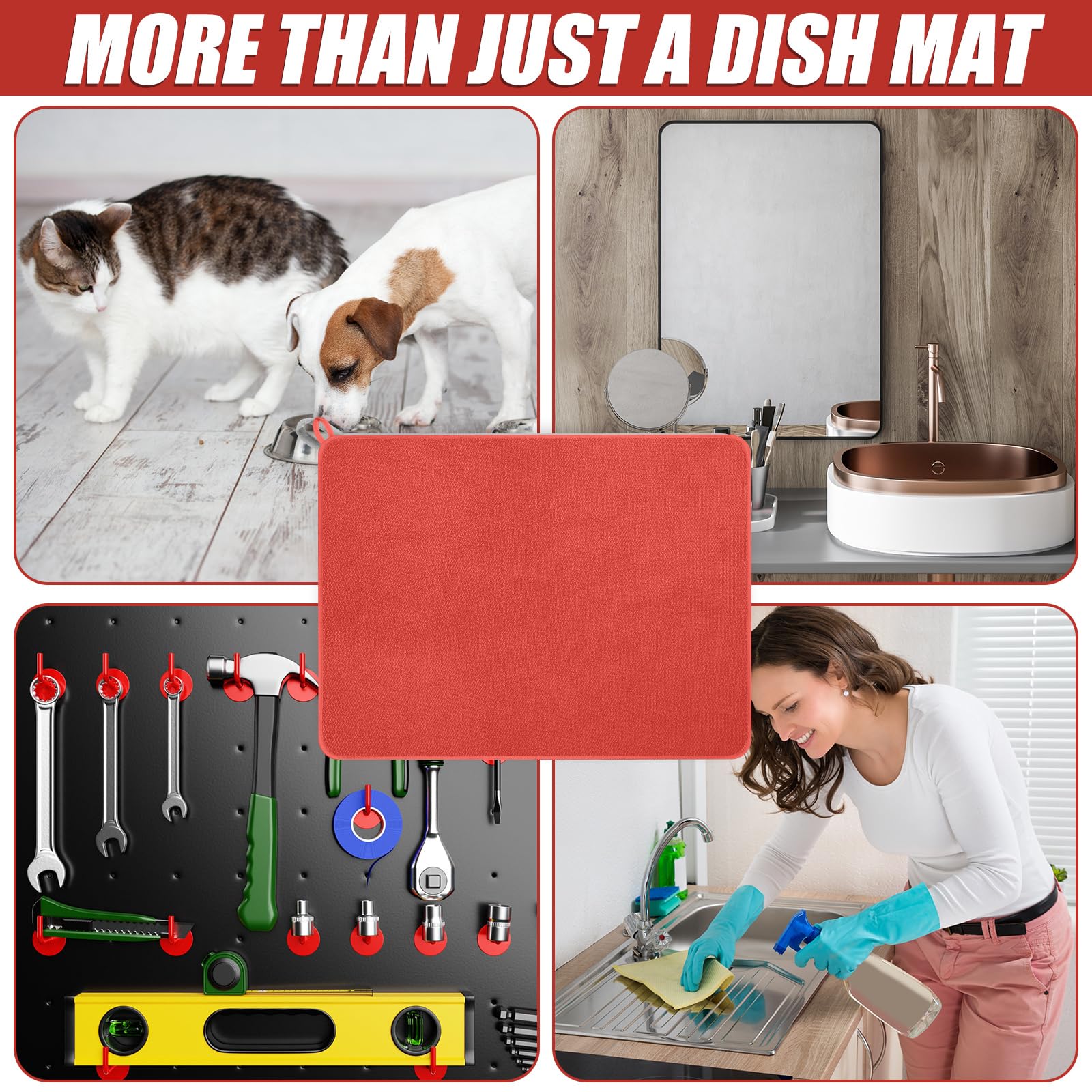 2 Pack Extra Large Dish Drying Mat Microfiber Absorbent Dish Drying Pad Large Size Dishes Drainer Mats for Countertop