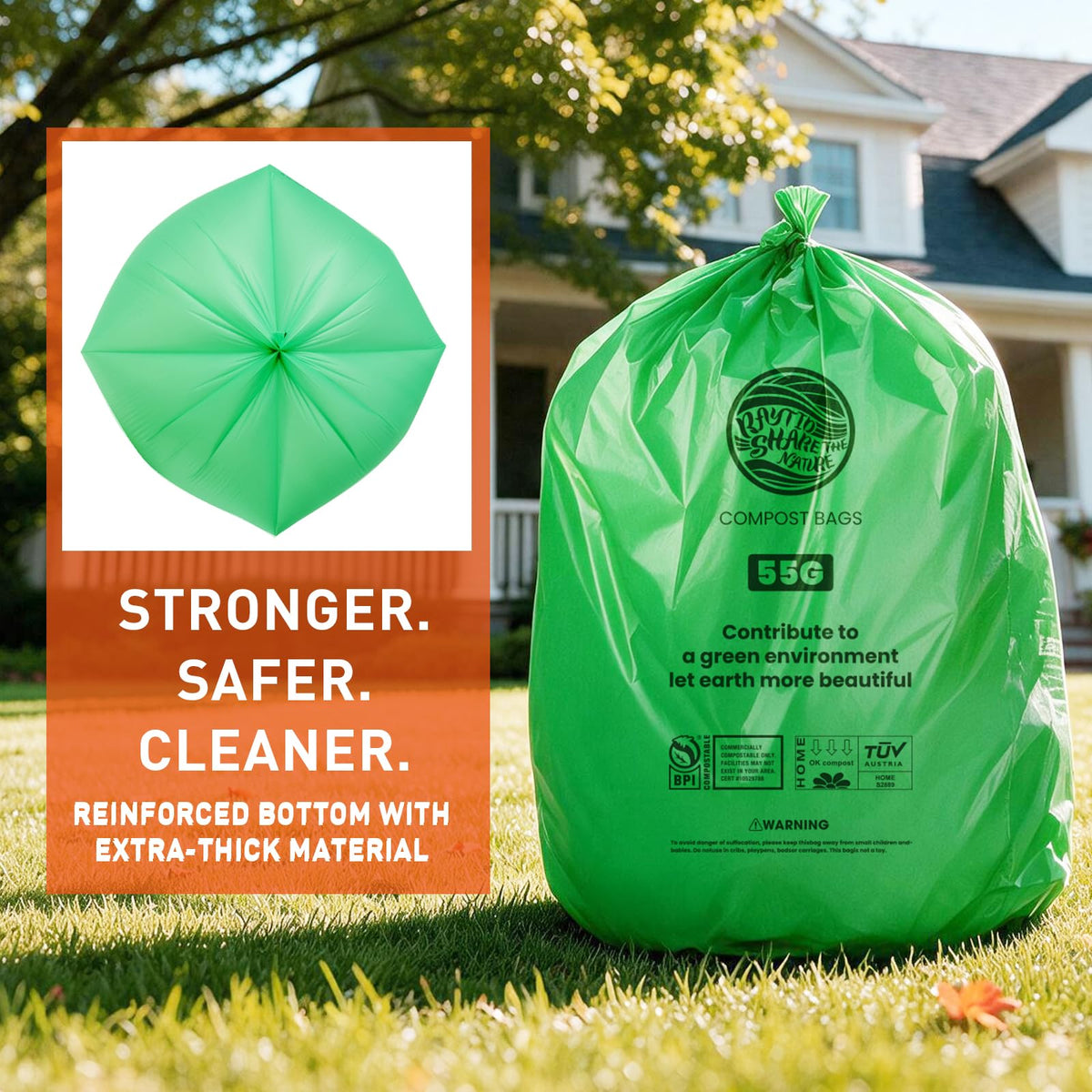55 60 Gallon Compostable Trash Bags Liners (15 Count)