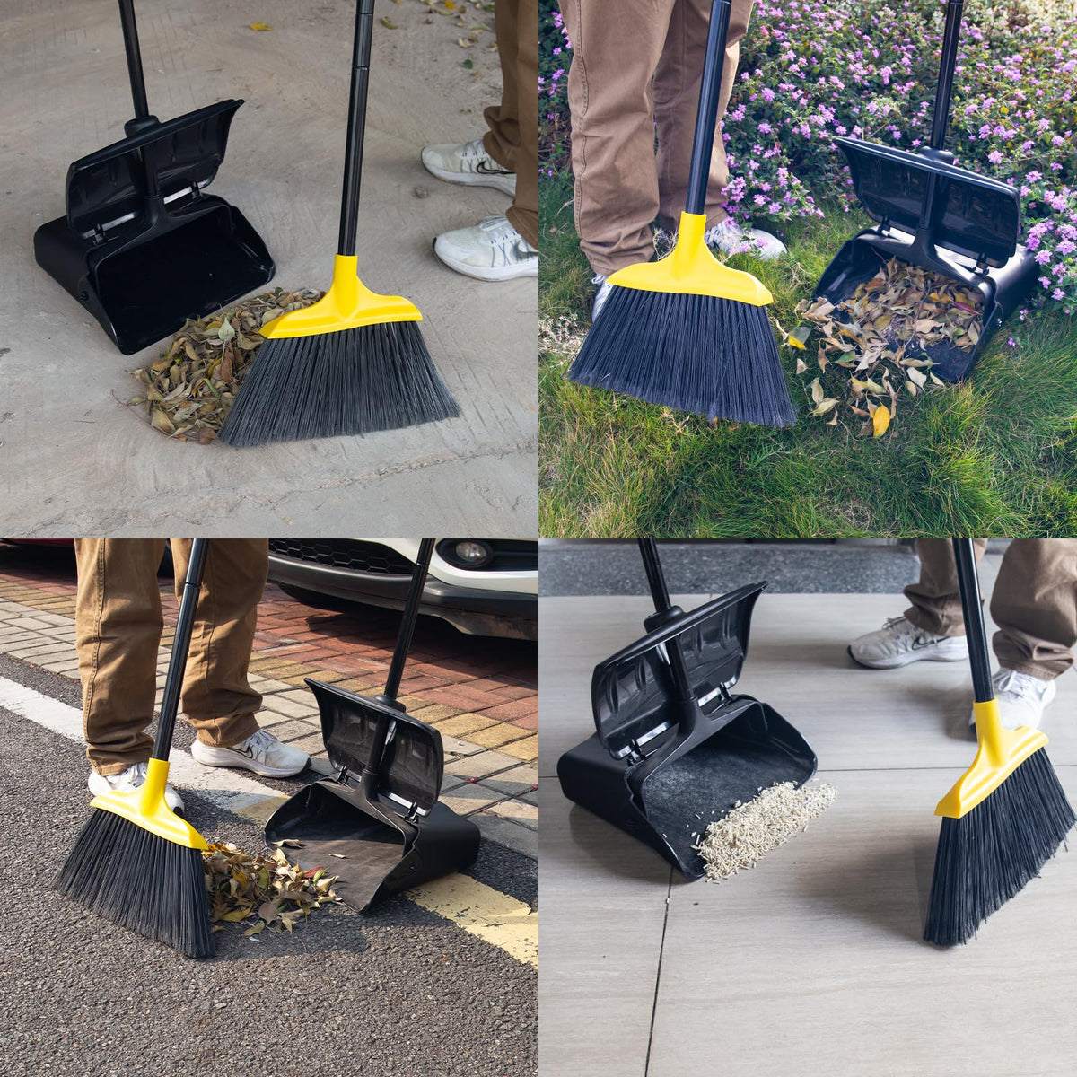 Indoor Outdoor Heavy Duty Broom and Dustpan Set (3 Count)