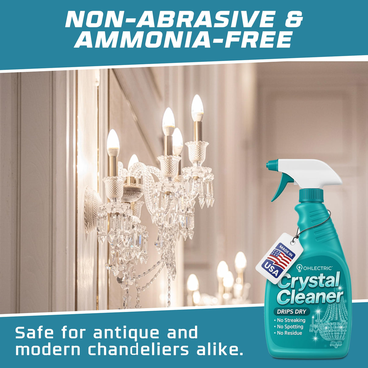 Crystal Chandelier Cleaner Spray Kit & Plastic Drop Cloth for Protection