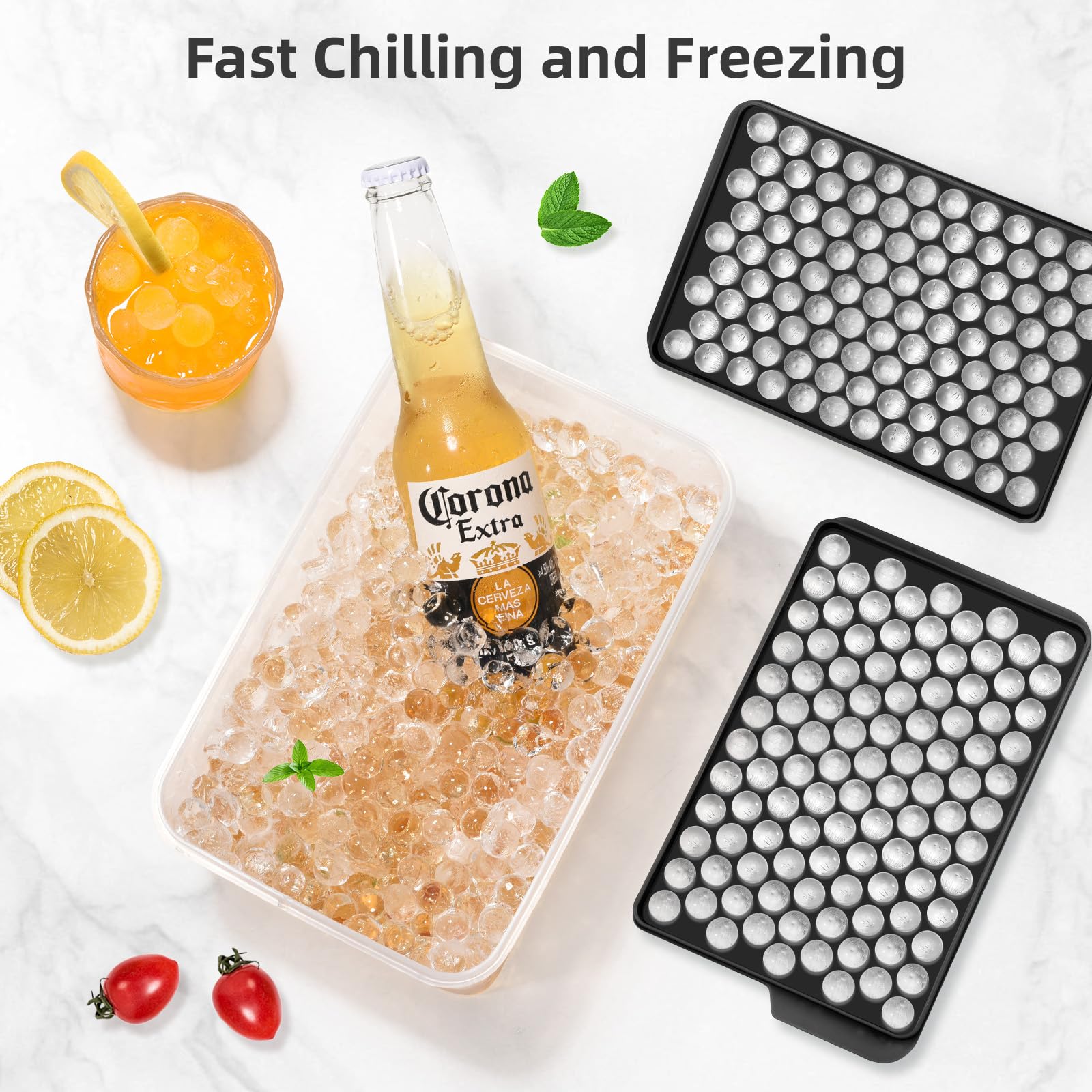 Mini Ice Cube Trays for Freezer with Lid (4 Count)