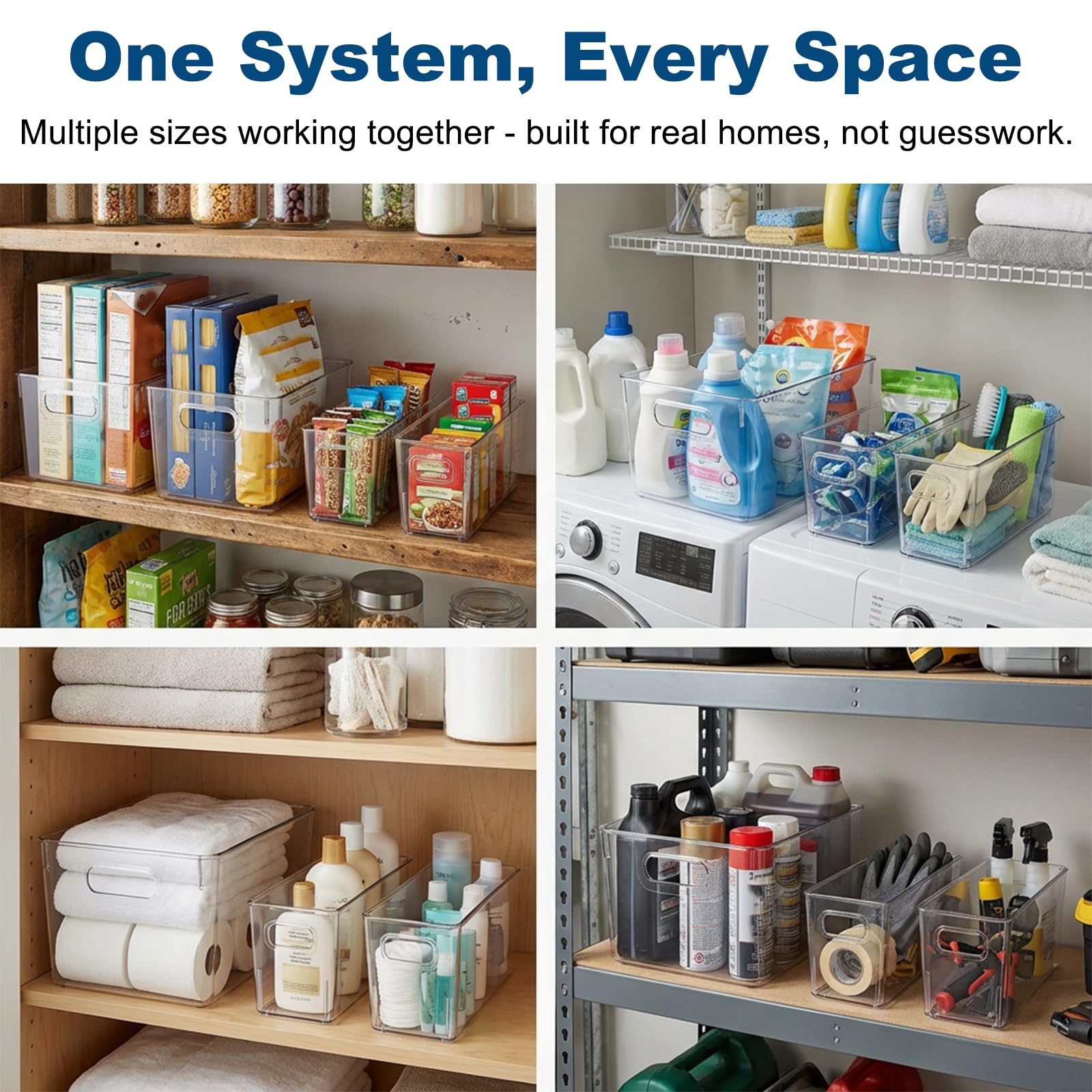 4 Pack Clear Plastic Organizer Bins