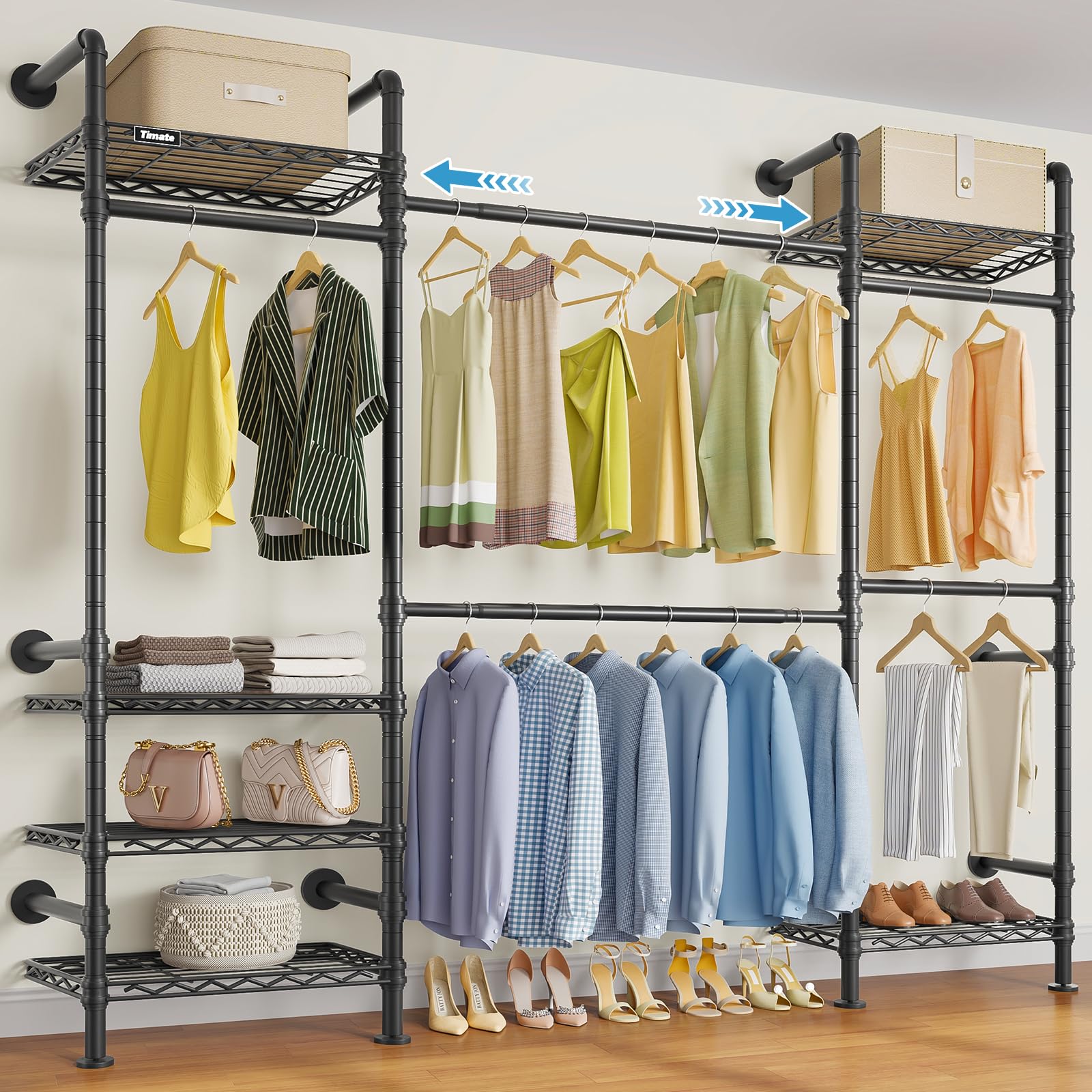 F3 Medium Wall Mounted Clothes rack Expandable Closet