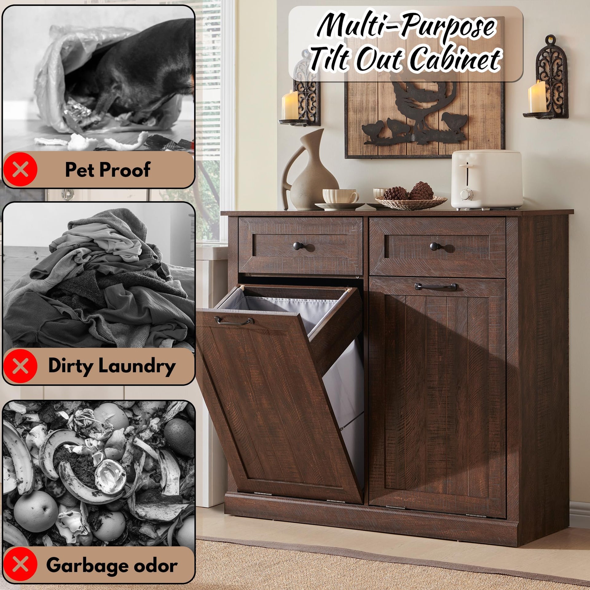 Double Tilt Out Laundry Hamper Cabinet