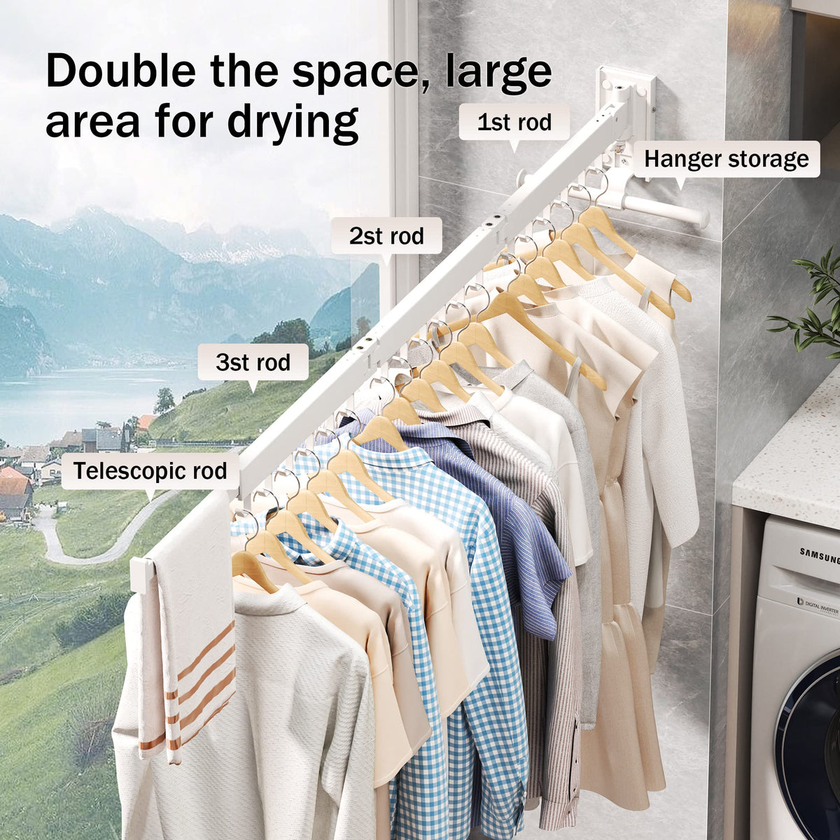 Drying Rack Wall Mounted Clothes Rack