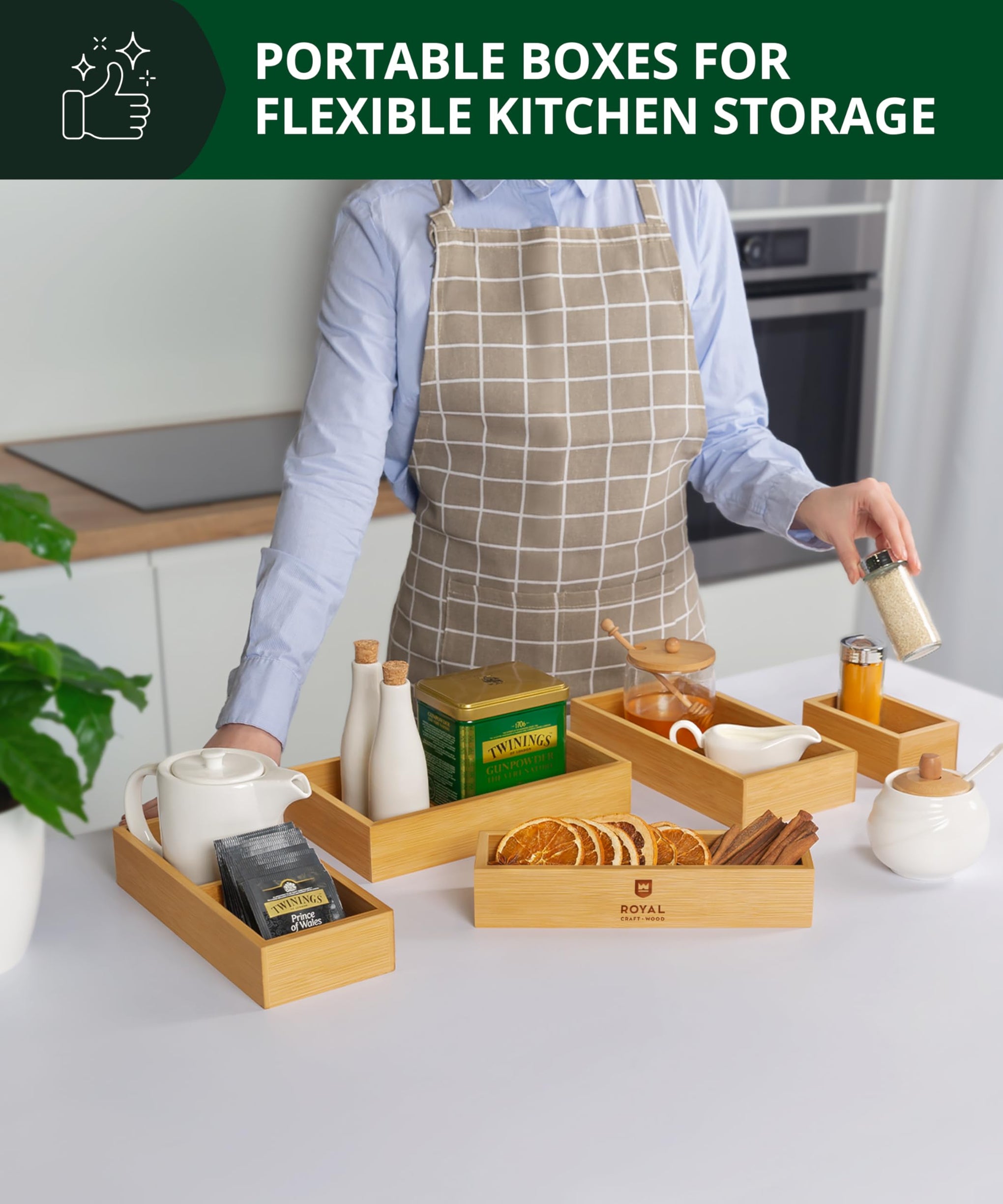5 Piece Bamboo Drawer Organizer Set (5 Count)