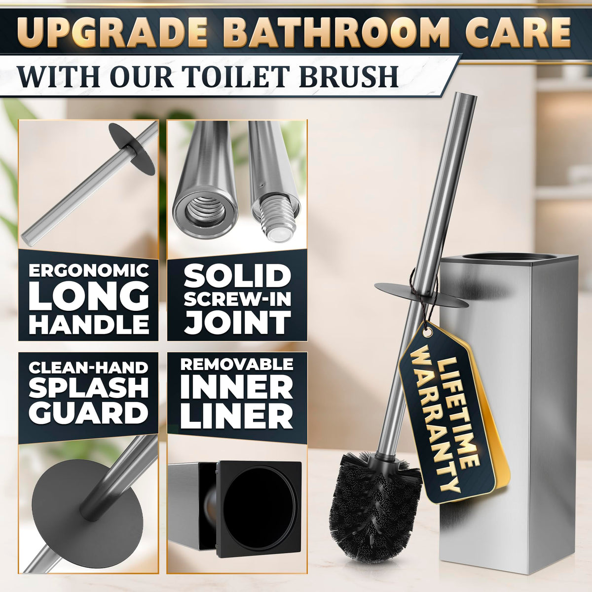 Stainless Steel Toilet Brush and Holder Set