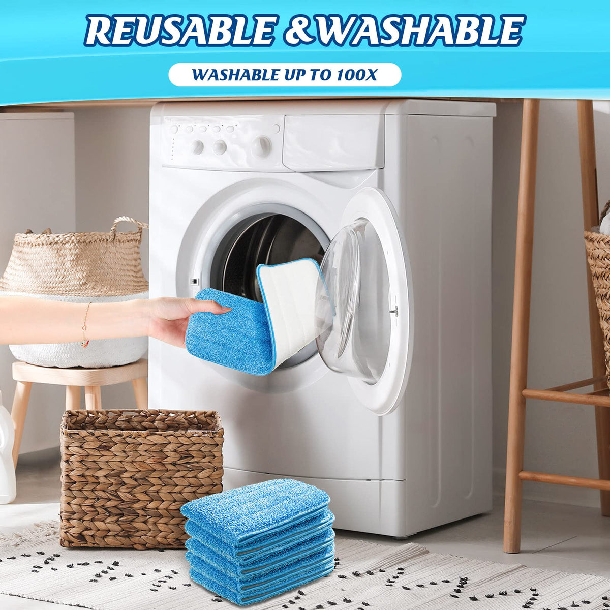 24 Pcs Microfiber Mop Pads Replacement Heads