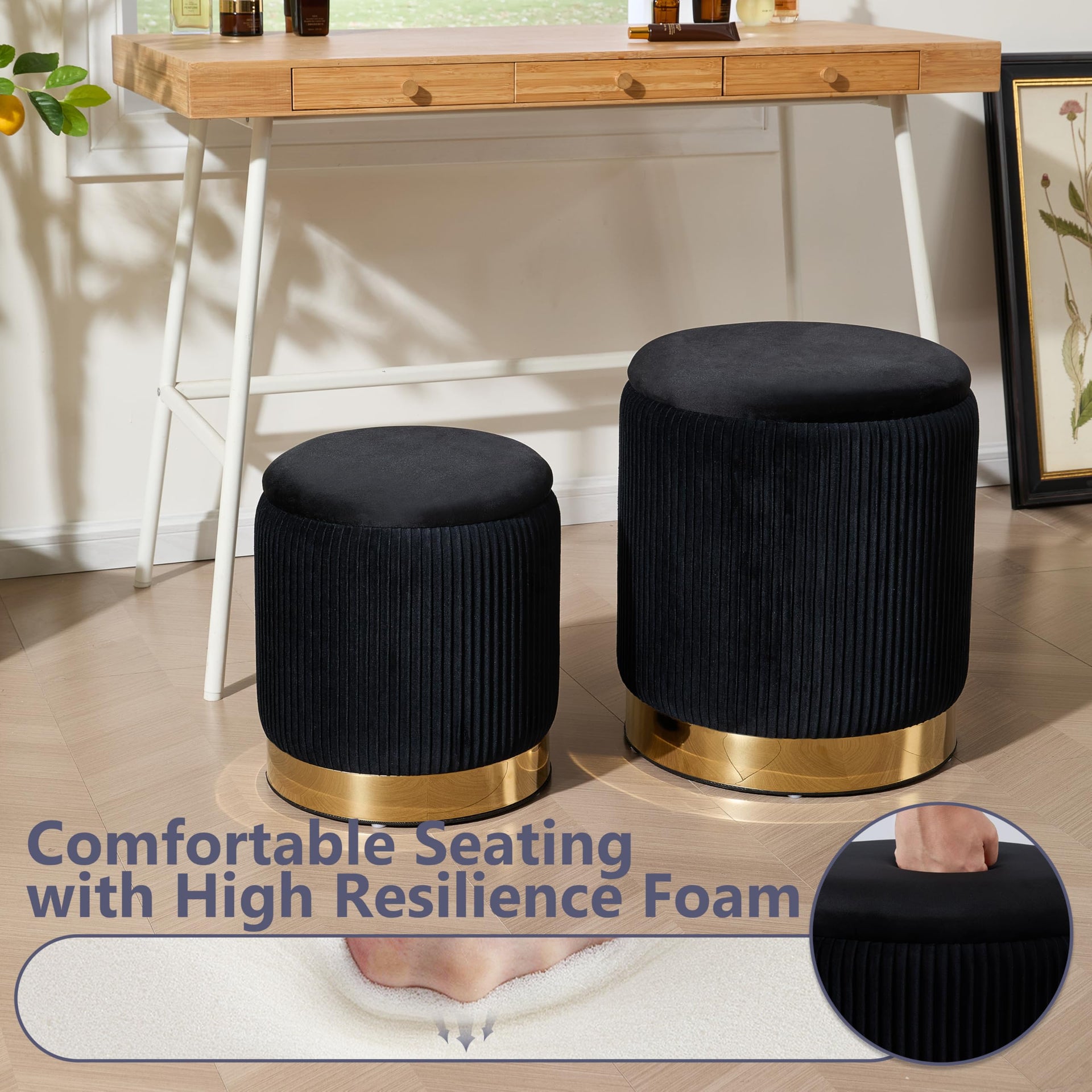 Round Ottoman with Storage Set of 2 (2 Count)