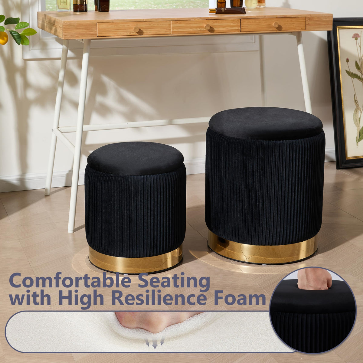 Round Ottoman with Storage Set of 2 (2 Count)