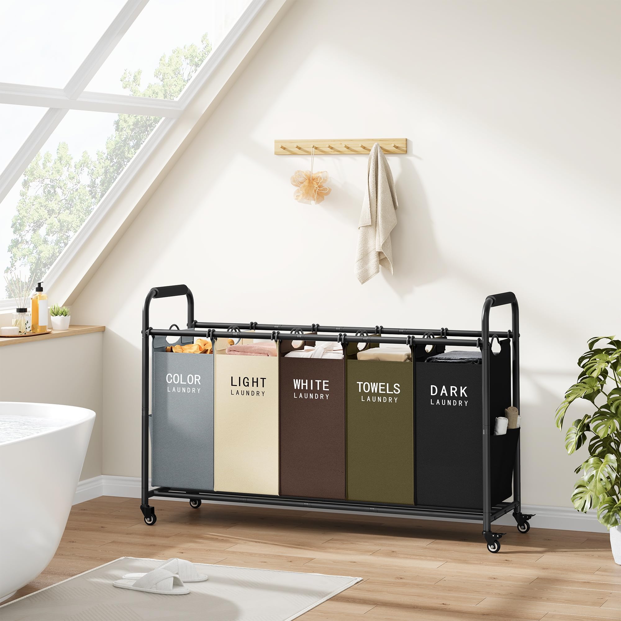 5 Bag Laundry Sorter Cart