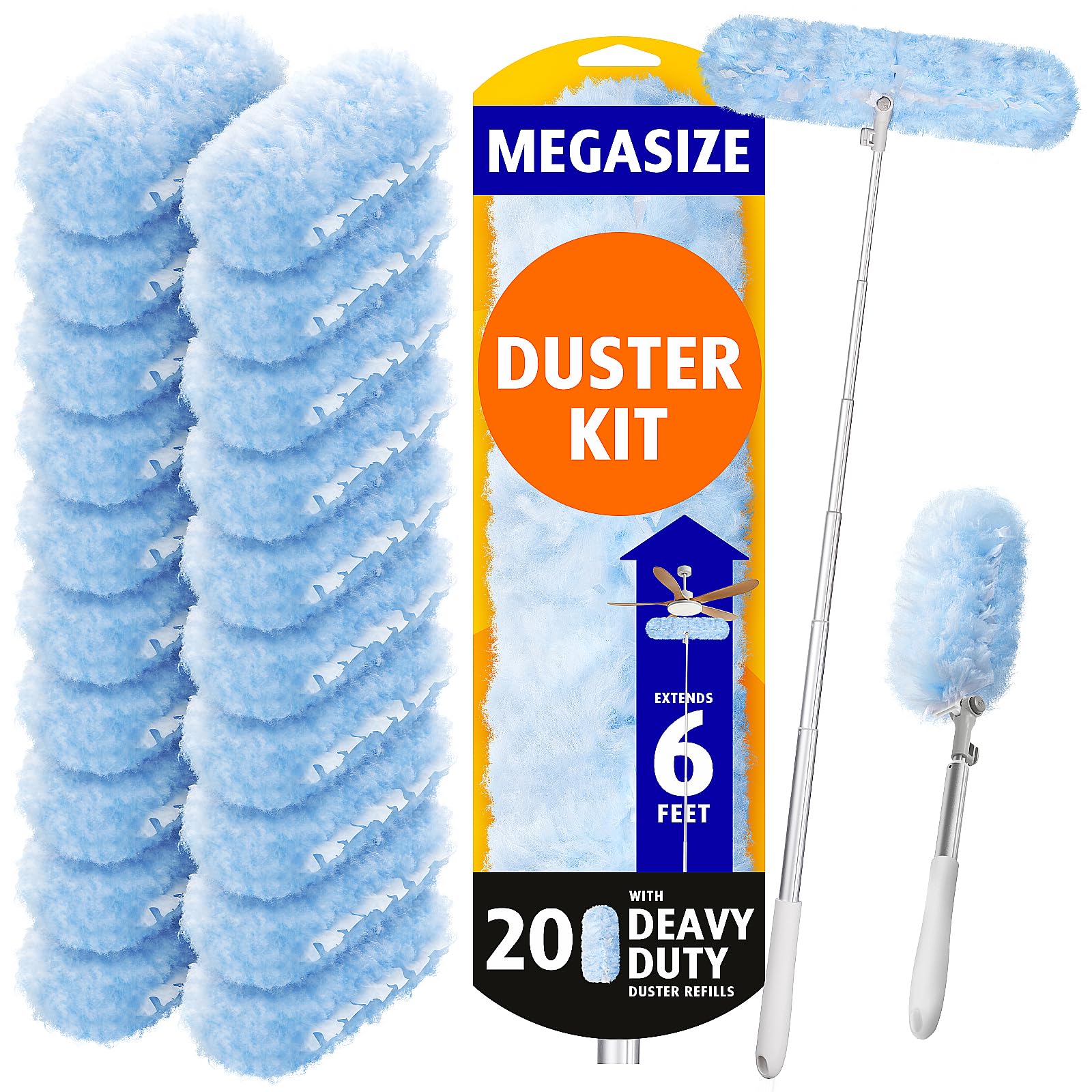 6ft Extendable Duster with 20 Refills for Swiffer Dusters (20 Count)