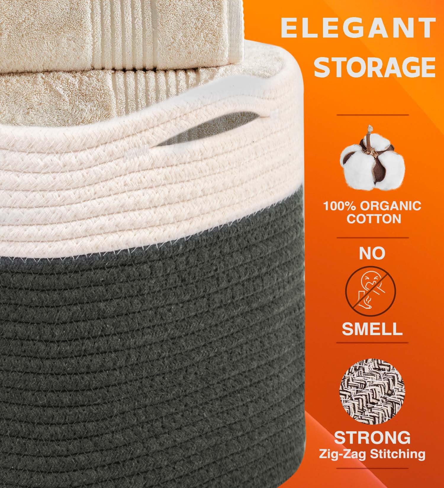Cotton Rope Baskets for Organizing (3 Count)
